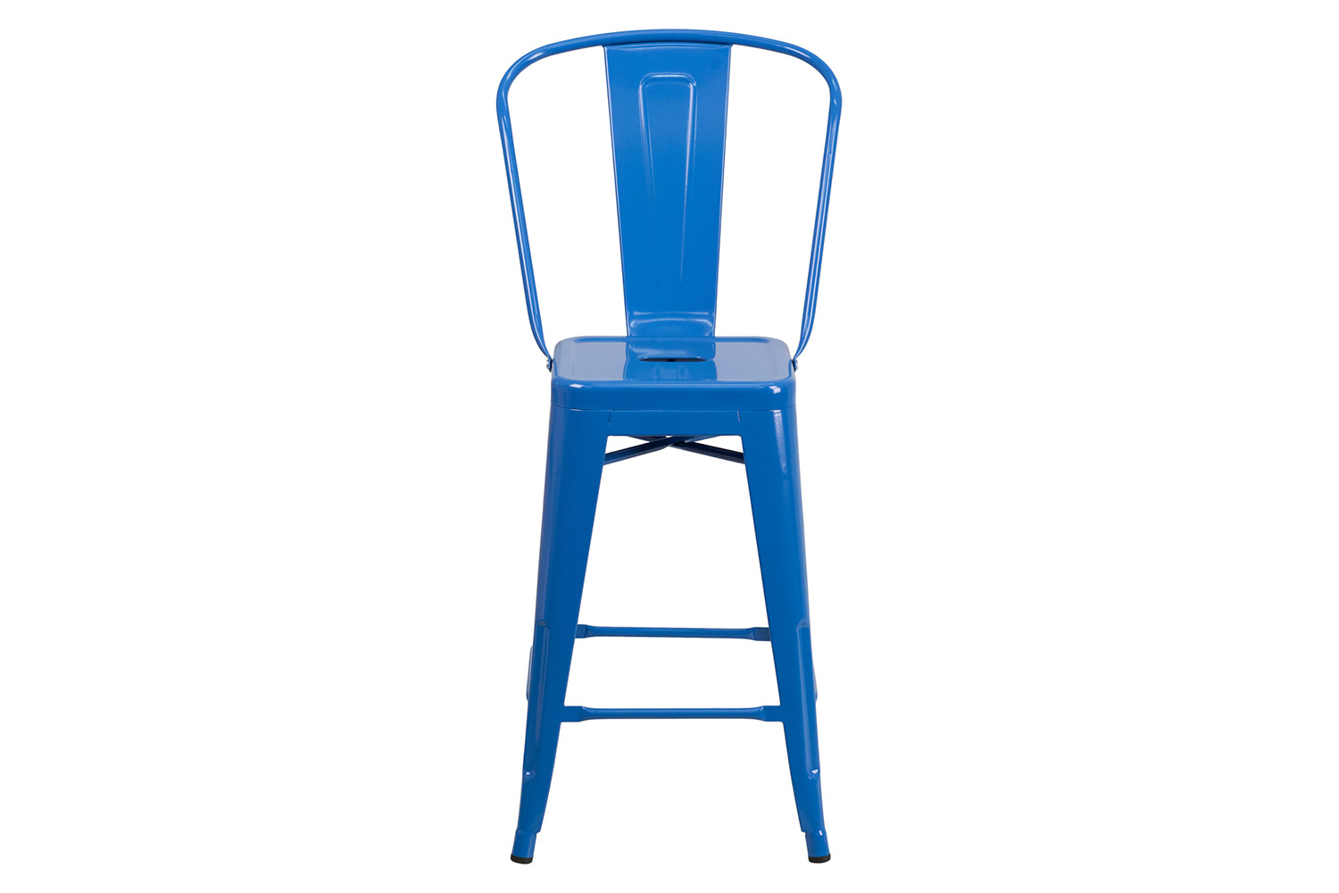 BLNK Kai Commercial Metal Indoor-Outdoor Counter Height Stool with Removable Back - Blue