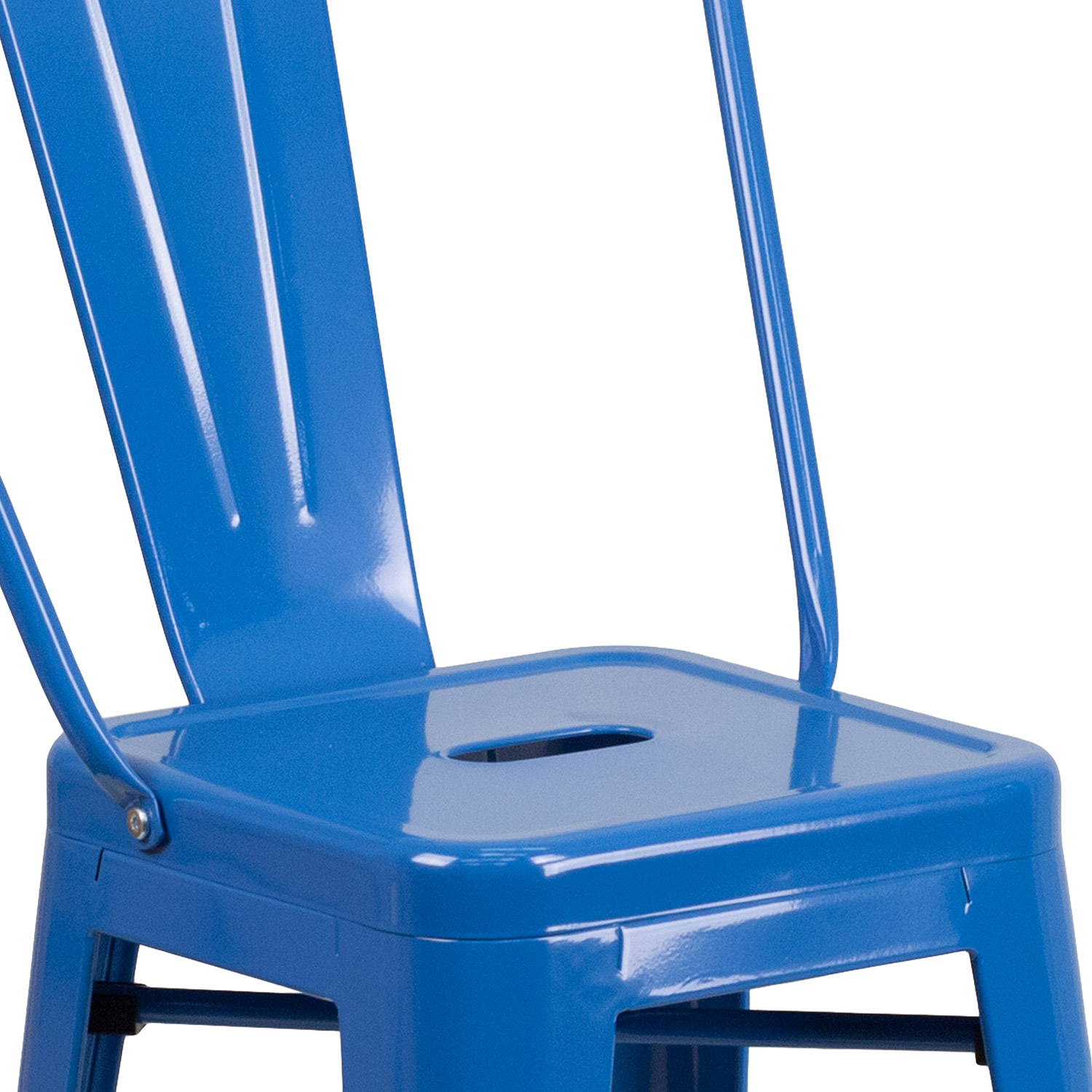 BLNK Kai Commercial Metal Indoor-Outdoor Counter Height Stool with Removable Back - Blue