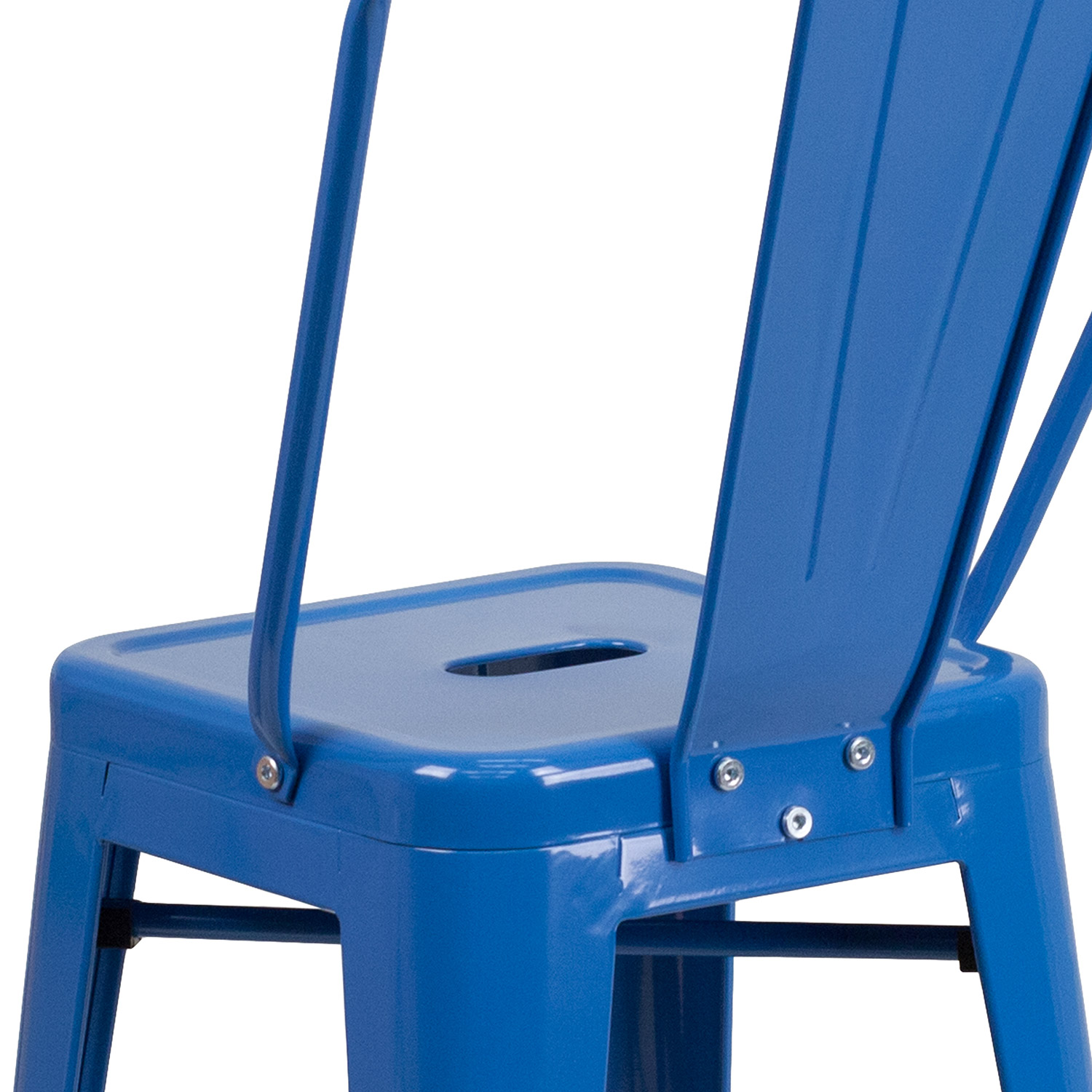 BLNK Kai Commercial Metal Indoor-Outdoor Counter Height Stool with Removable Back - Blue