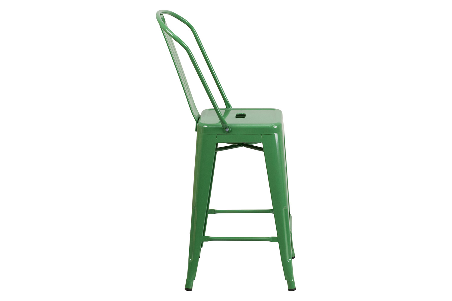 BLNK™ Kai Commercial Metal Indoor-Outdoor Counter Height Stool with Removable Back - Green