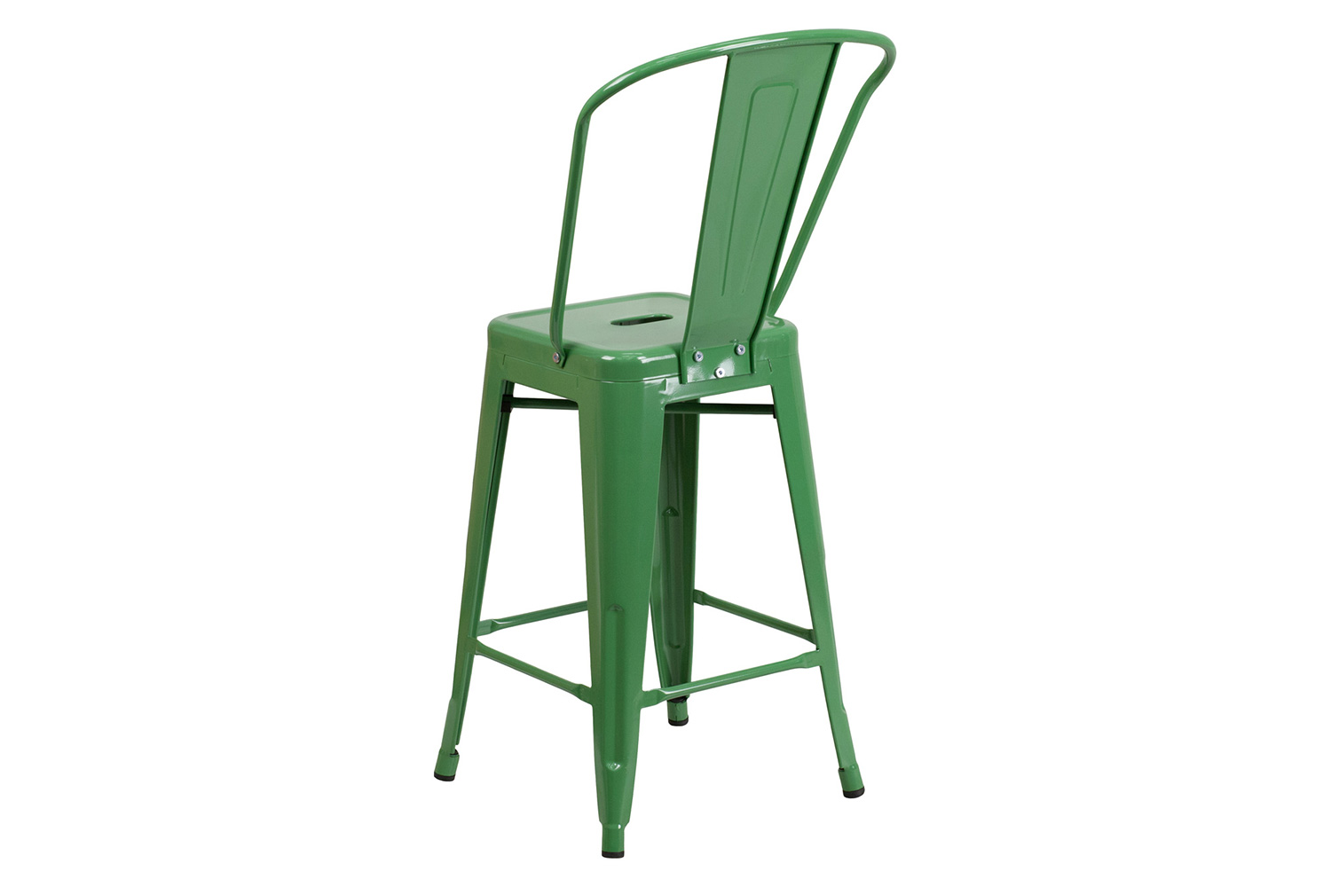 BLNK™ Kai Commercial Metal Indoor-Outdoor Counter Height Stool with Removable Back - Green