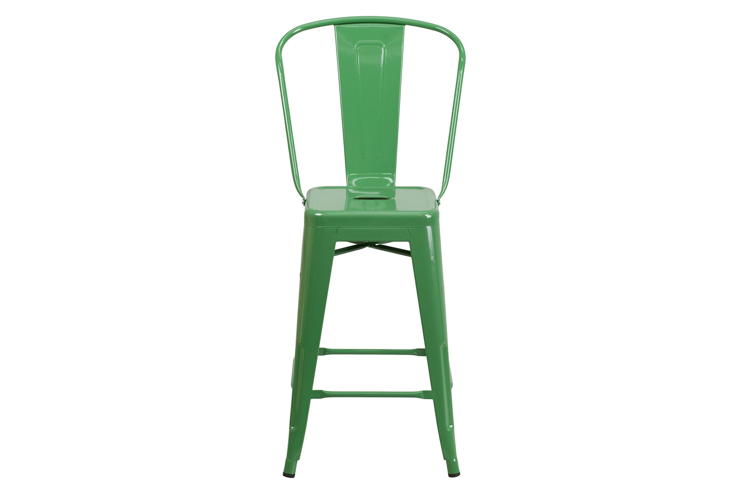 BLNK™ Kai Commercial Metal Indoor-Outdoor Counter Height Stool with Removable Back - Green