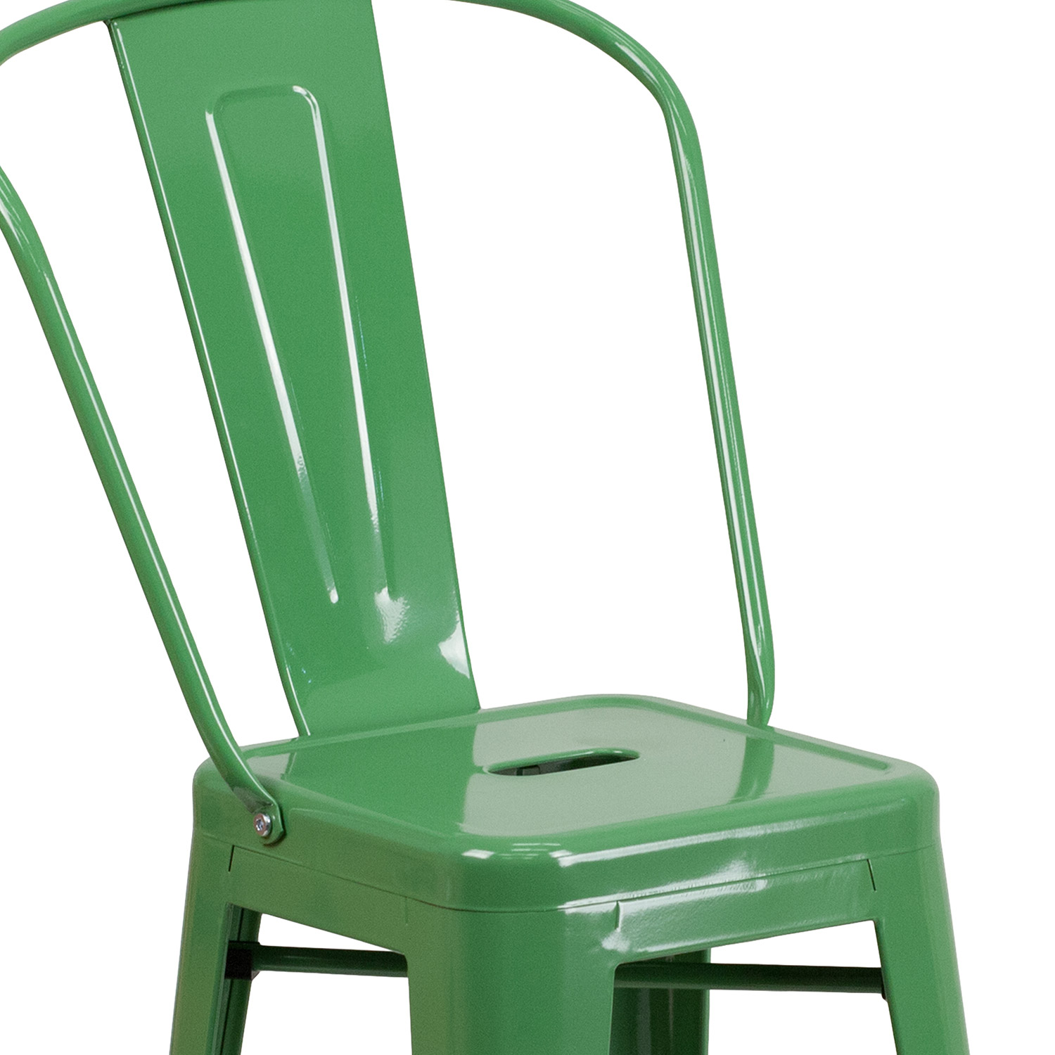 BLNK™ Kai Commercial Metal Indoor-Outdoor Counter Height Stool with Removable Back - Green