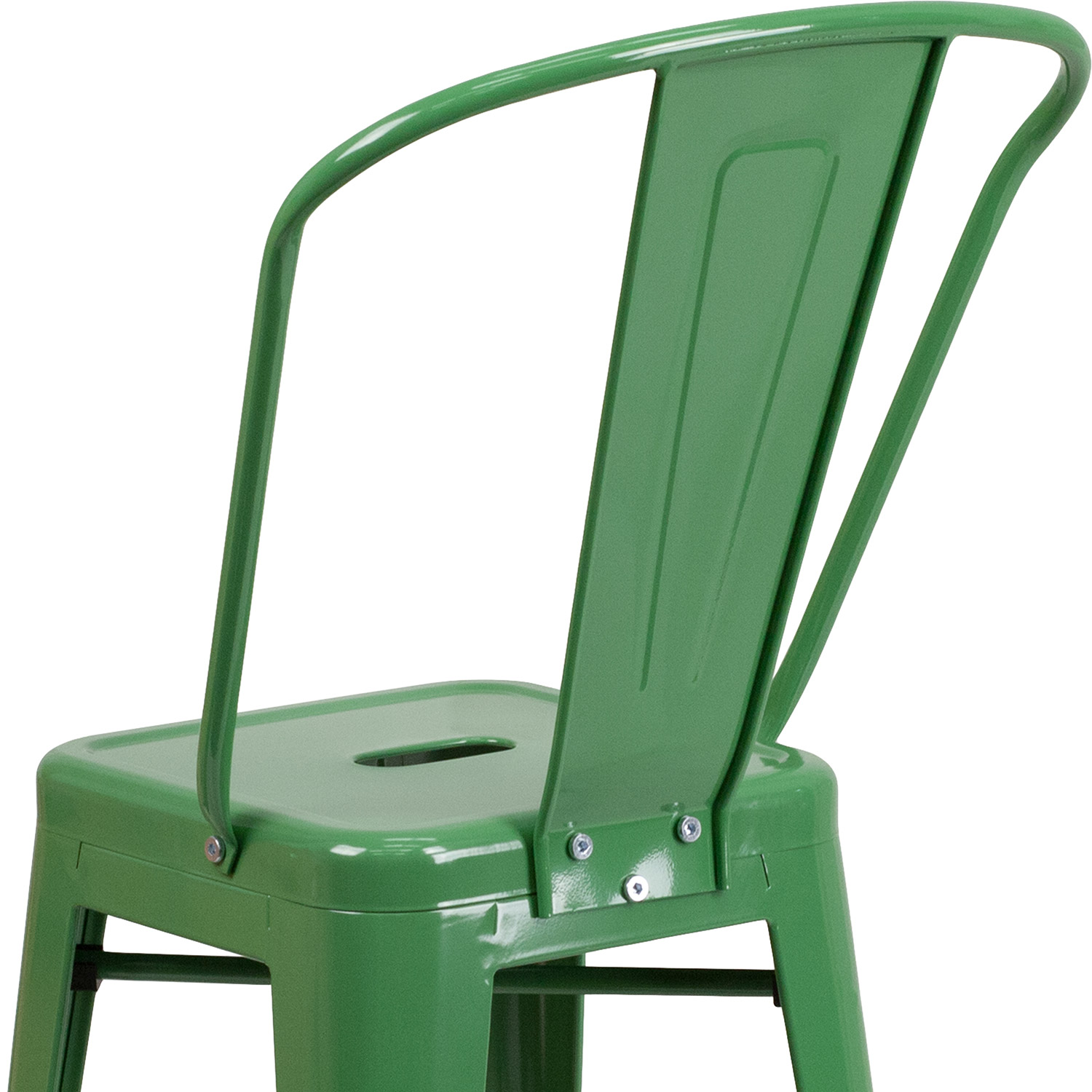 BLNK™ Kai Commercial Metal Indoor-Outdoor Counter Height Stool with Removable Back - Green