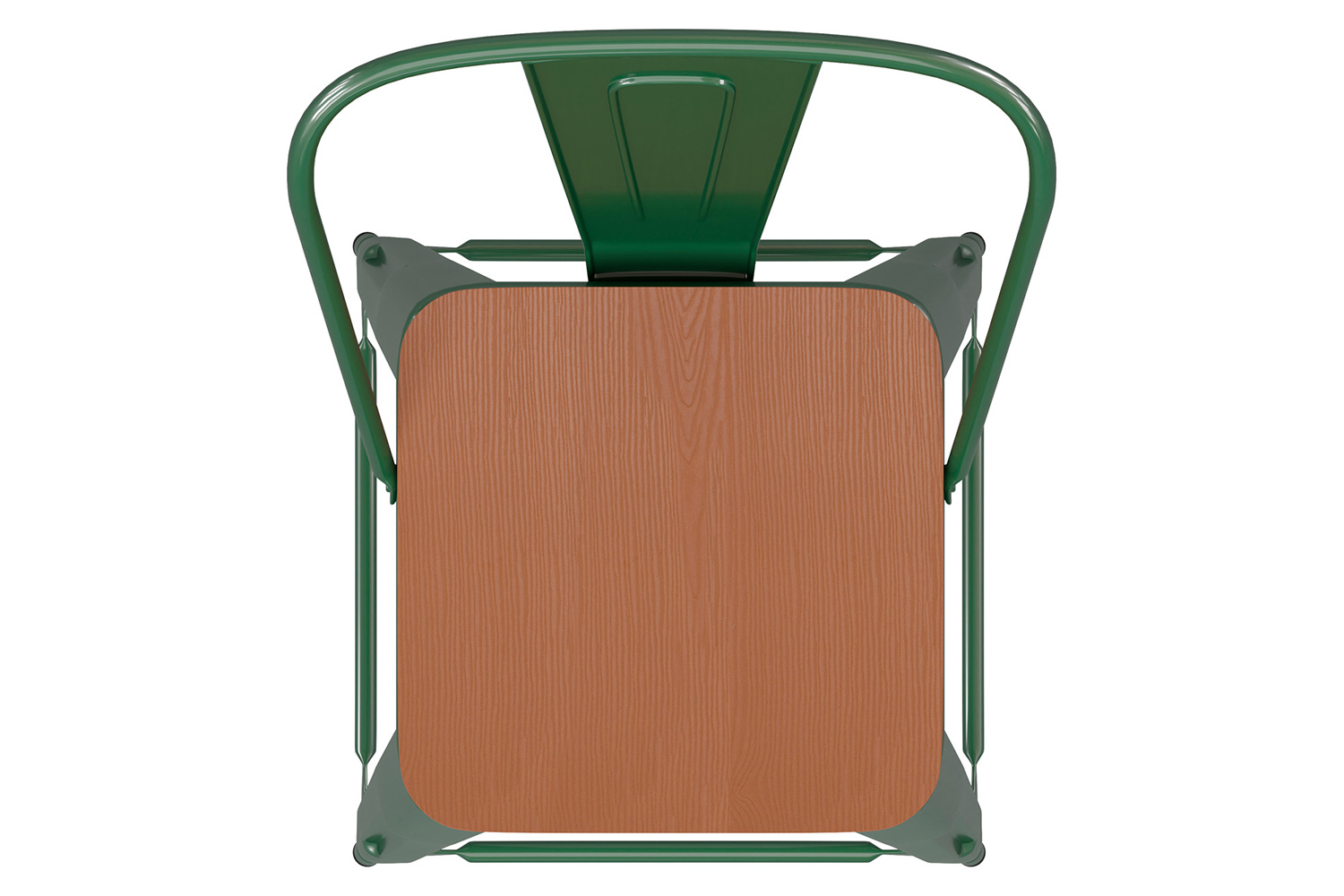 BLNK™ Kai Commercial Metal Indoor-Outdoor Counter Height Stool with Removable Back and All-Weather Poly Resin Seat - Green/Teak