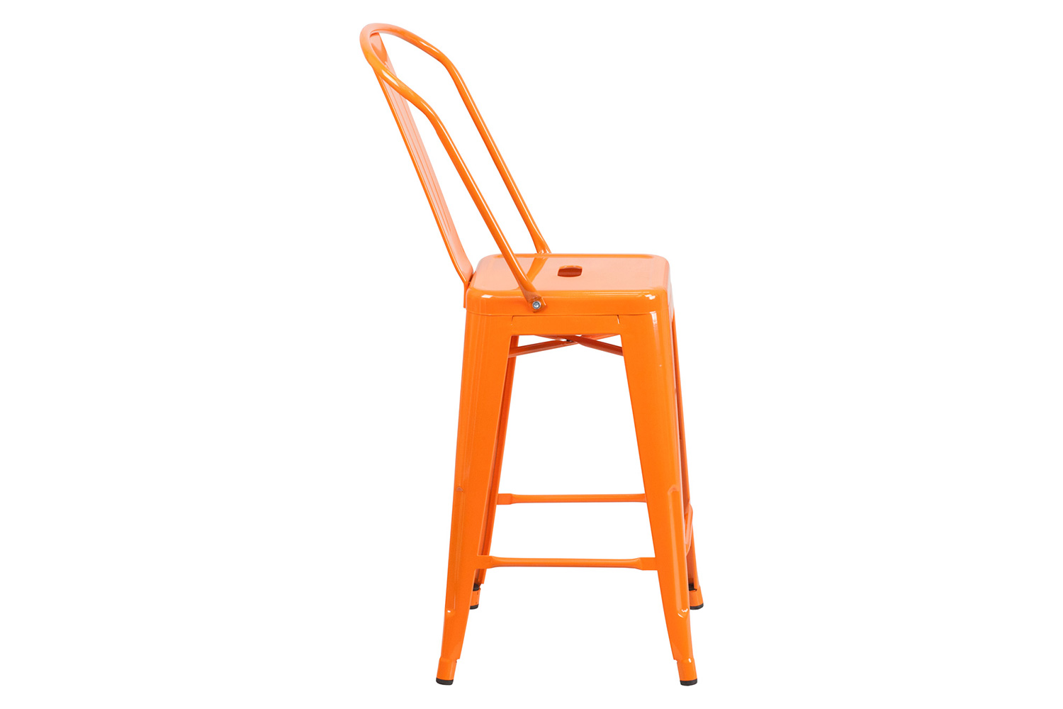 BLNK Kai Commercial Metal Indoor-Outdoor Counter Height Stool with Removable Back - Orange