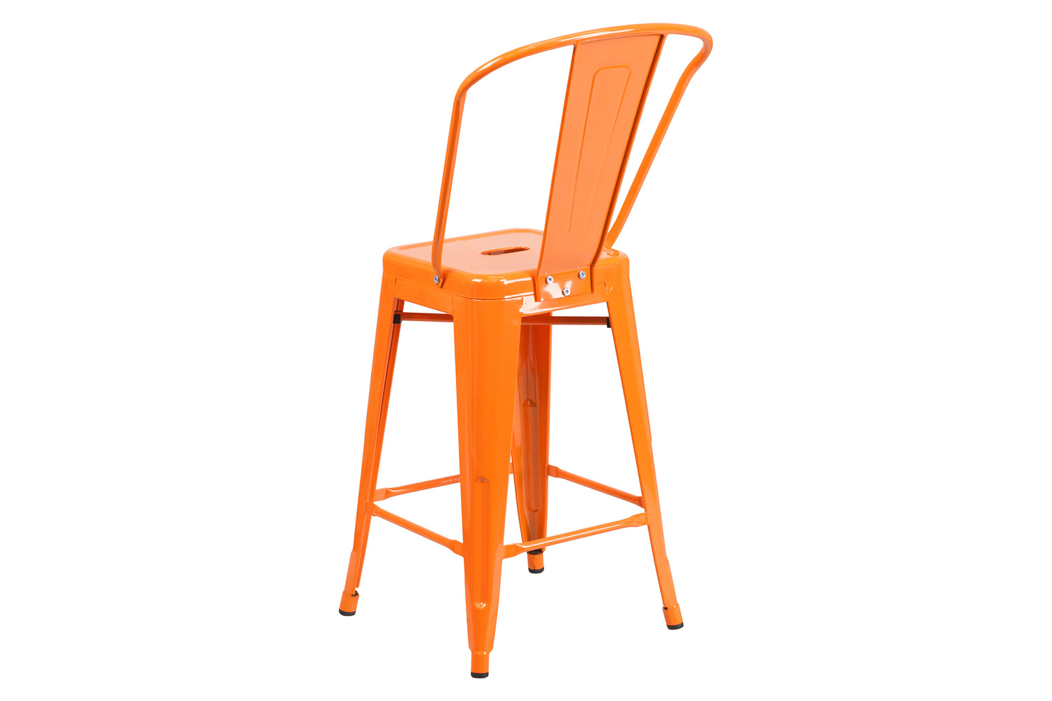 BLNK Kai Commercial Metal Indoor-Outdoor Counter Height Stool with Removable Back - Orange