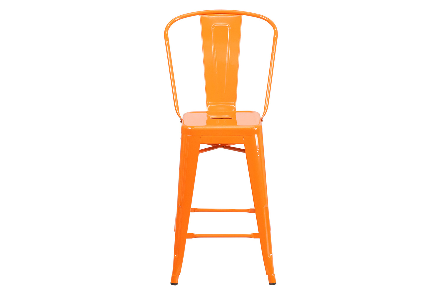 BLNK Kai Commercial Metal Indoor-Outdoor Counter Height Stool with Removable Back - Orange