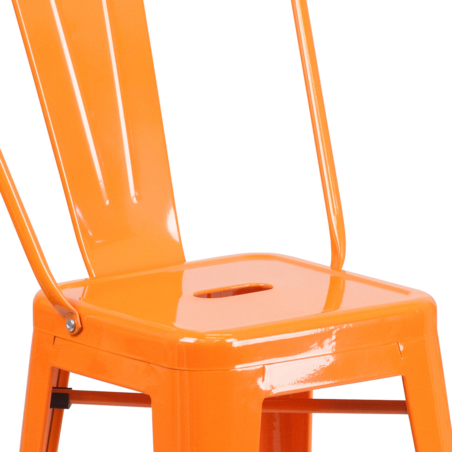 BLNK Kai Commercial Metal Indoor-Outdoor Counter Height Stool with Removable Back - Orange