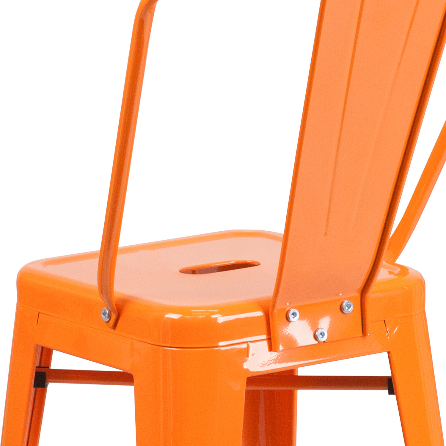 BLNK Kai Commercial Metal Indoor-Outdoor Counter Height Stool with Removable Back - Orange