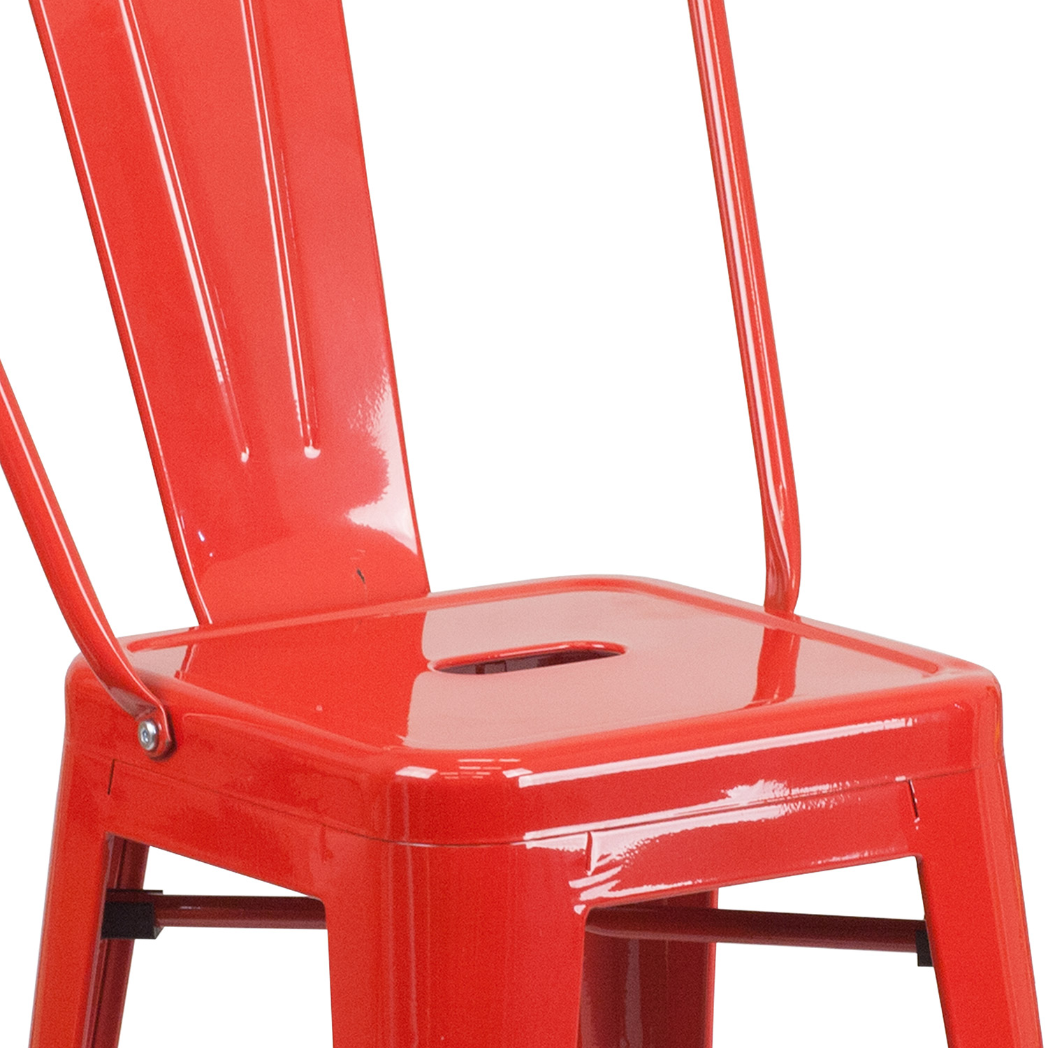 BLNK Kai Commercial Metal Indoor-Outdoor Counter Height Stool with Removable Back - Red