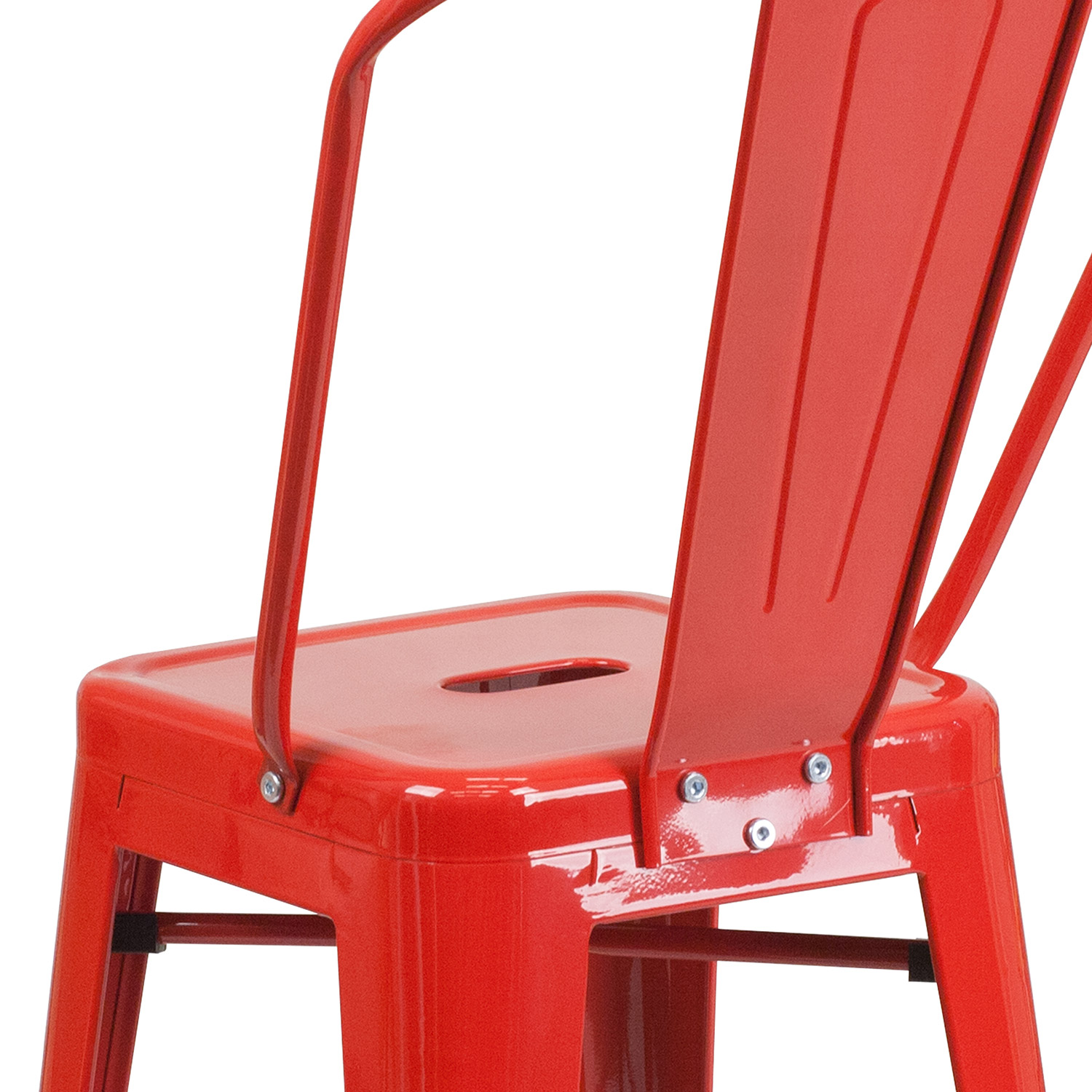 BLNK Kai Commercial Metal Indoor-Outdoor Counter Height Stool with Removable Back - Red