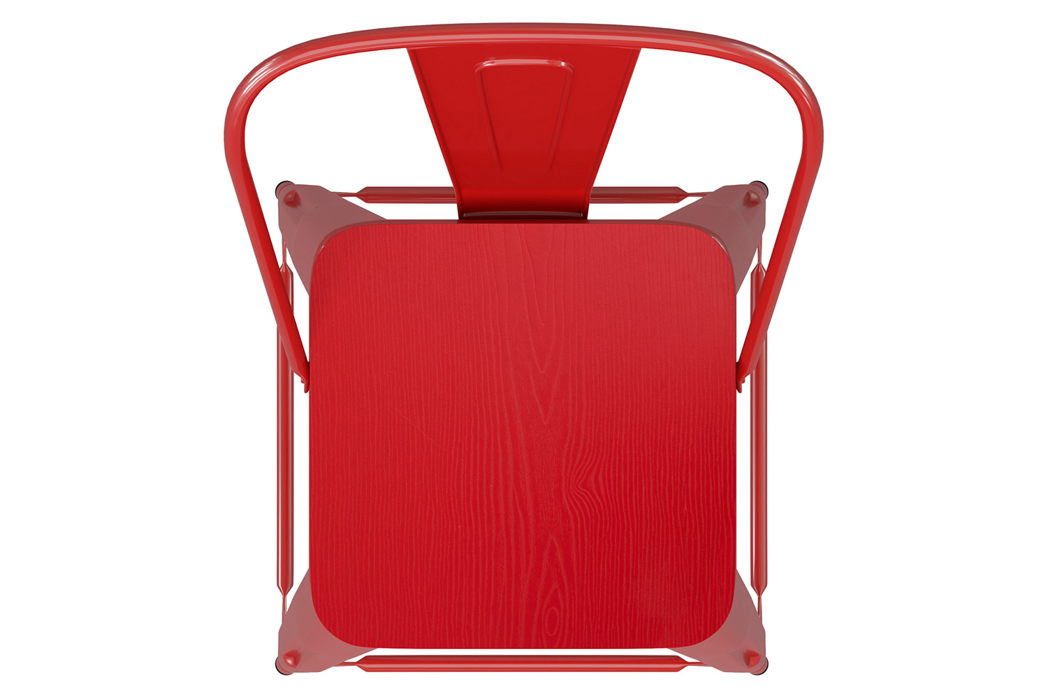 BLNK Kai Commercial Metal Indoor-Outdoor Counter Height Stool with Removable Back and All-Weather Poly Resin Seat - Red