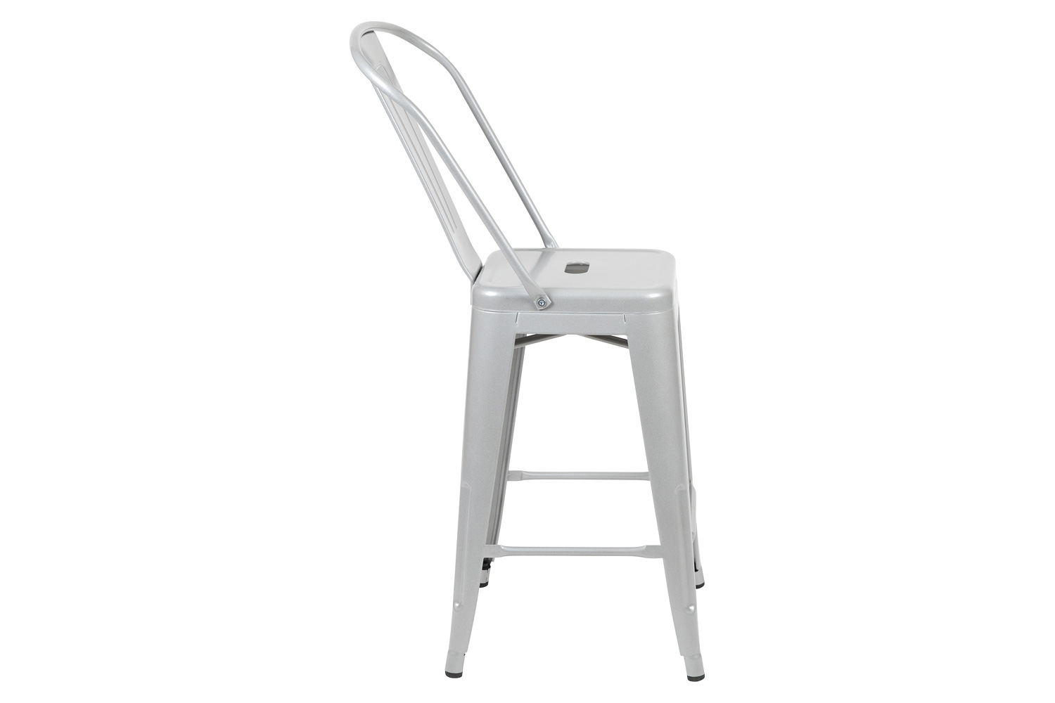 BLNK Kai Commercial Metal Indoor-Outdoor Counter Height Stool with Removable Back - Silver