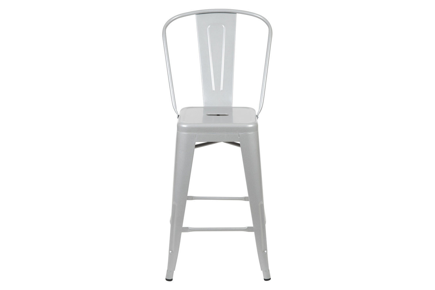 BLNK Kai Commercial Metal Indoor-Outdoor Counter Height Stool with Removable Back - Silver