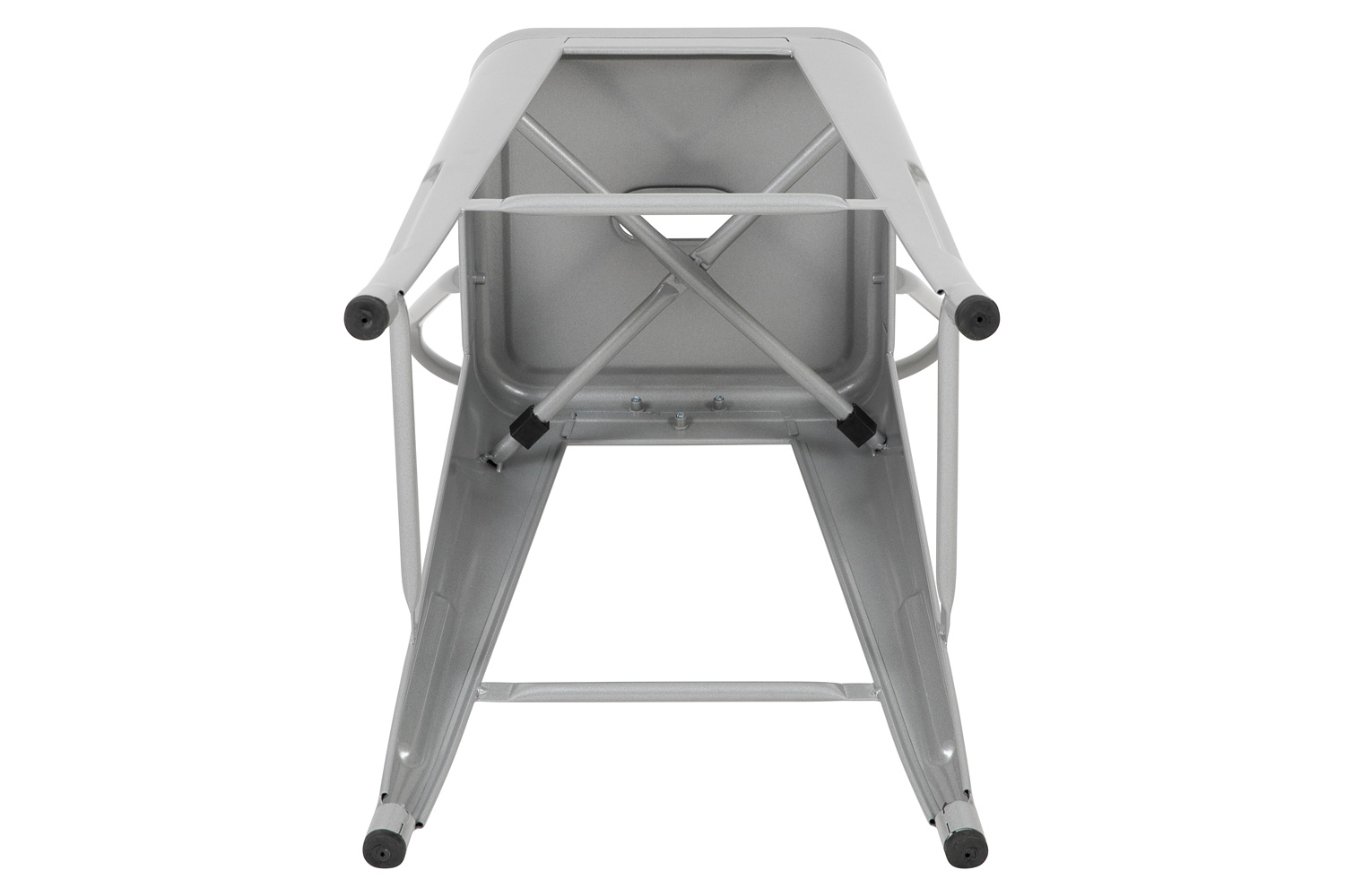 BLNK Kai Commercial Metal Indoor-Outdoor Counter Height Stool with Removable Back - Silver