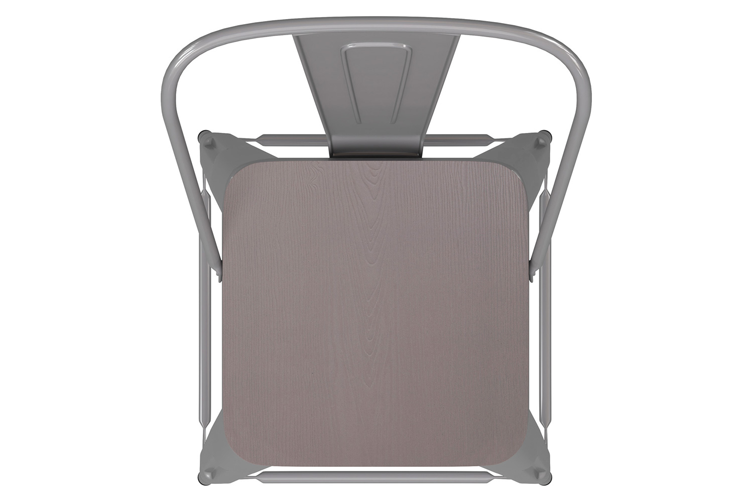 BLNK Kai Commercial Metal Indoor-Outdoor Counter Height Stool with Removable Back and All-Weather Poly Resin Seat - Silver/Gray