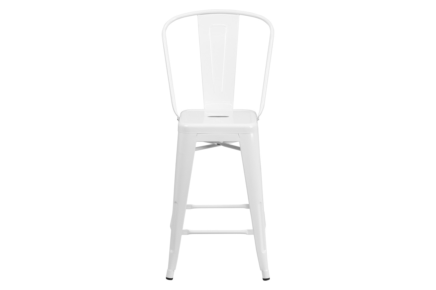 BLNK Kai Commercial Metal Indoor-Outdoor Counter Height Stool with Removable Back - White