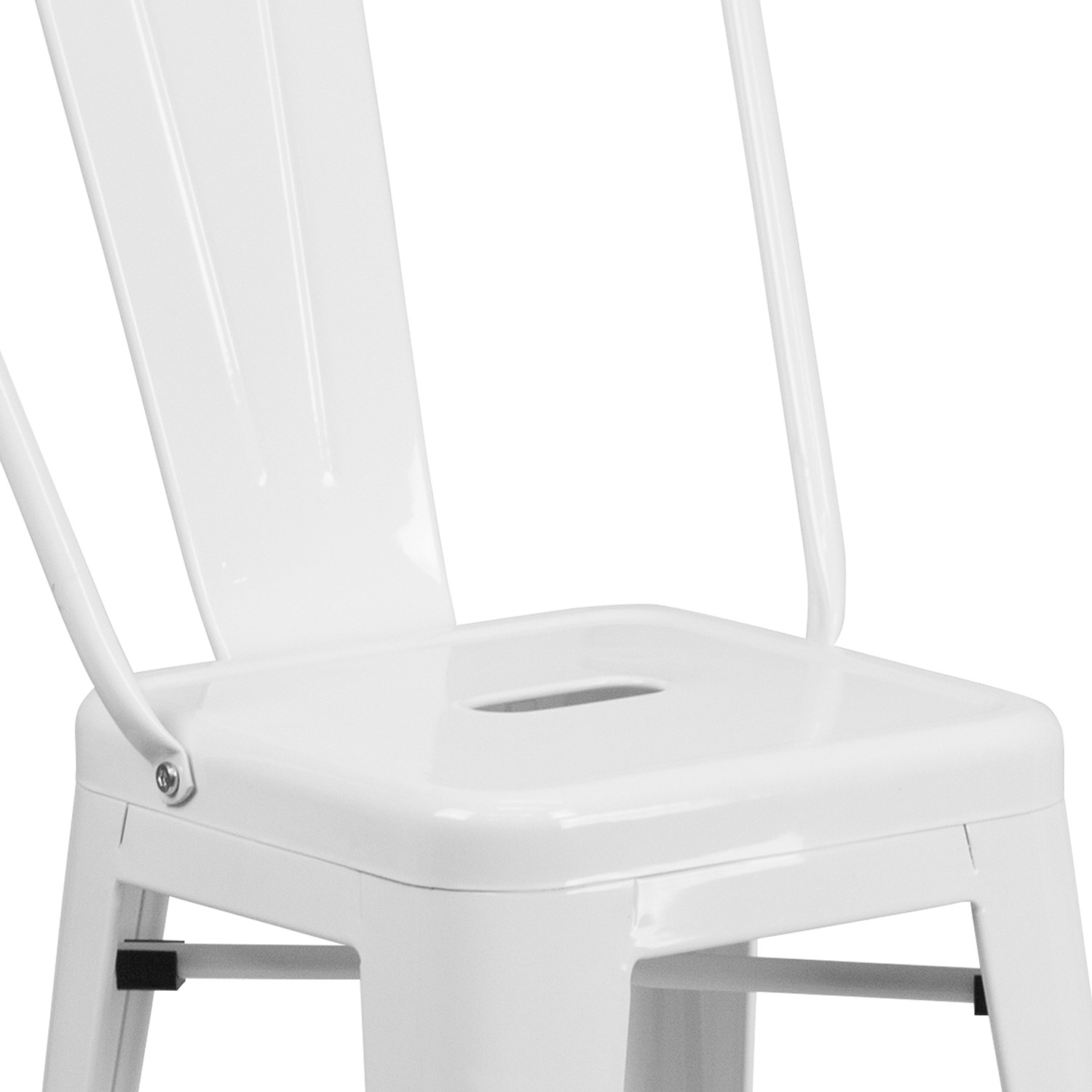 BLNK Kai Commercial Metal Indoor-Outdoor Counter Height Stool with Removable Back - White