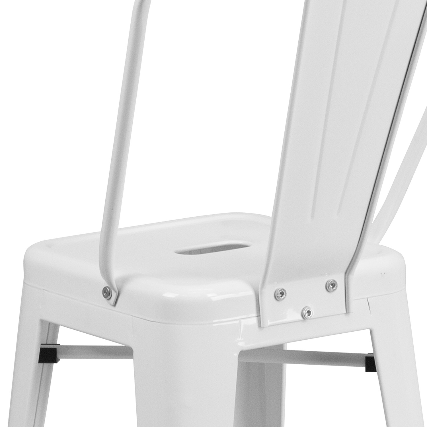 BLNK Kai Commercial Metal Indoor-Outdoor Counter Height Stool with Removable Back - White