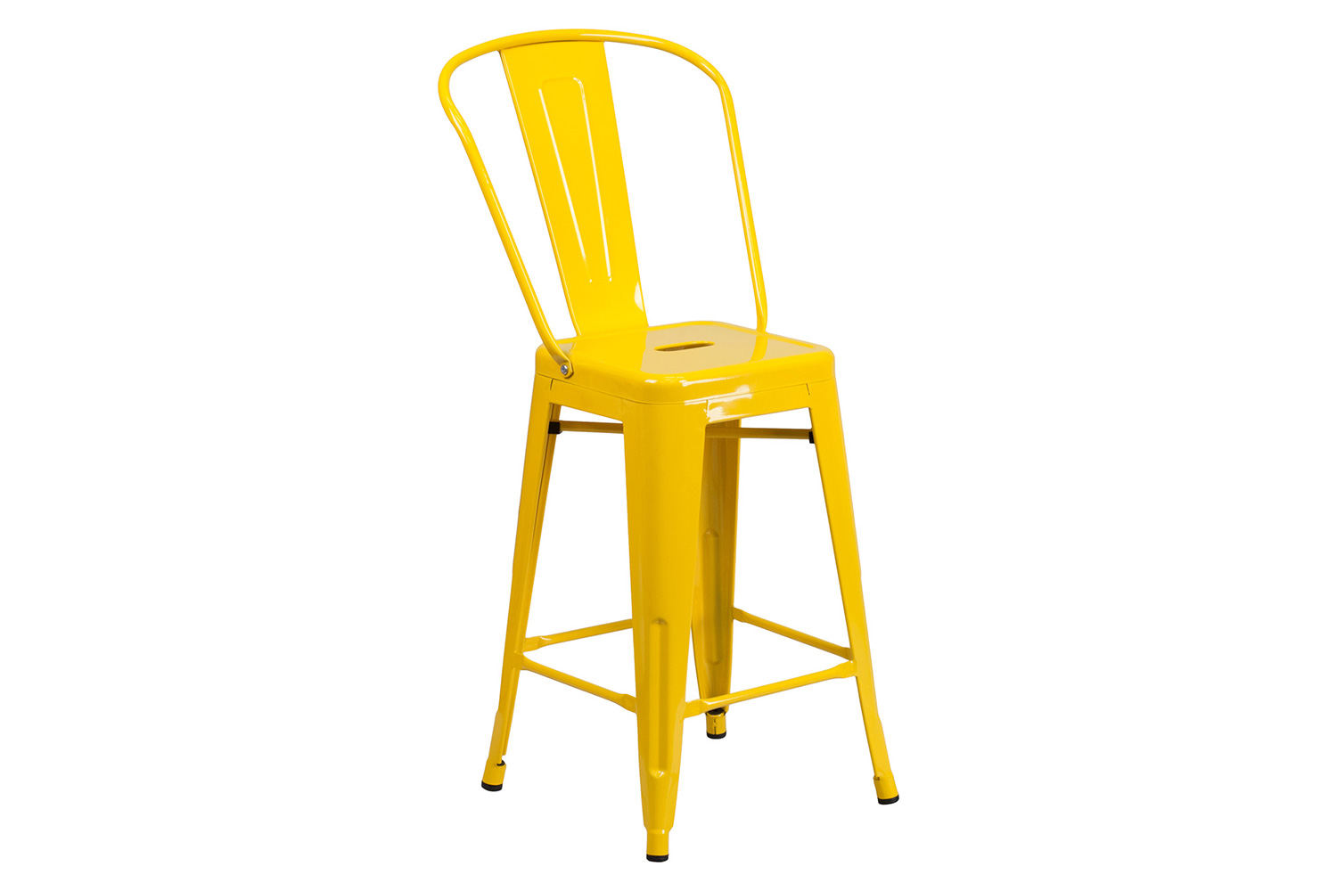 BLNK Kai Commercial Metal Indoor-Outdoor Counter Height Stool with Removable Back - Yellow