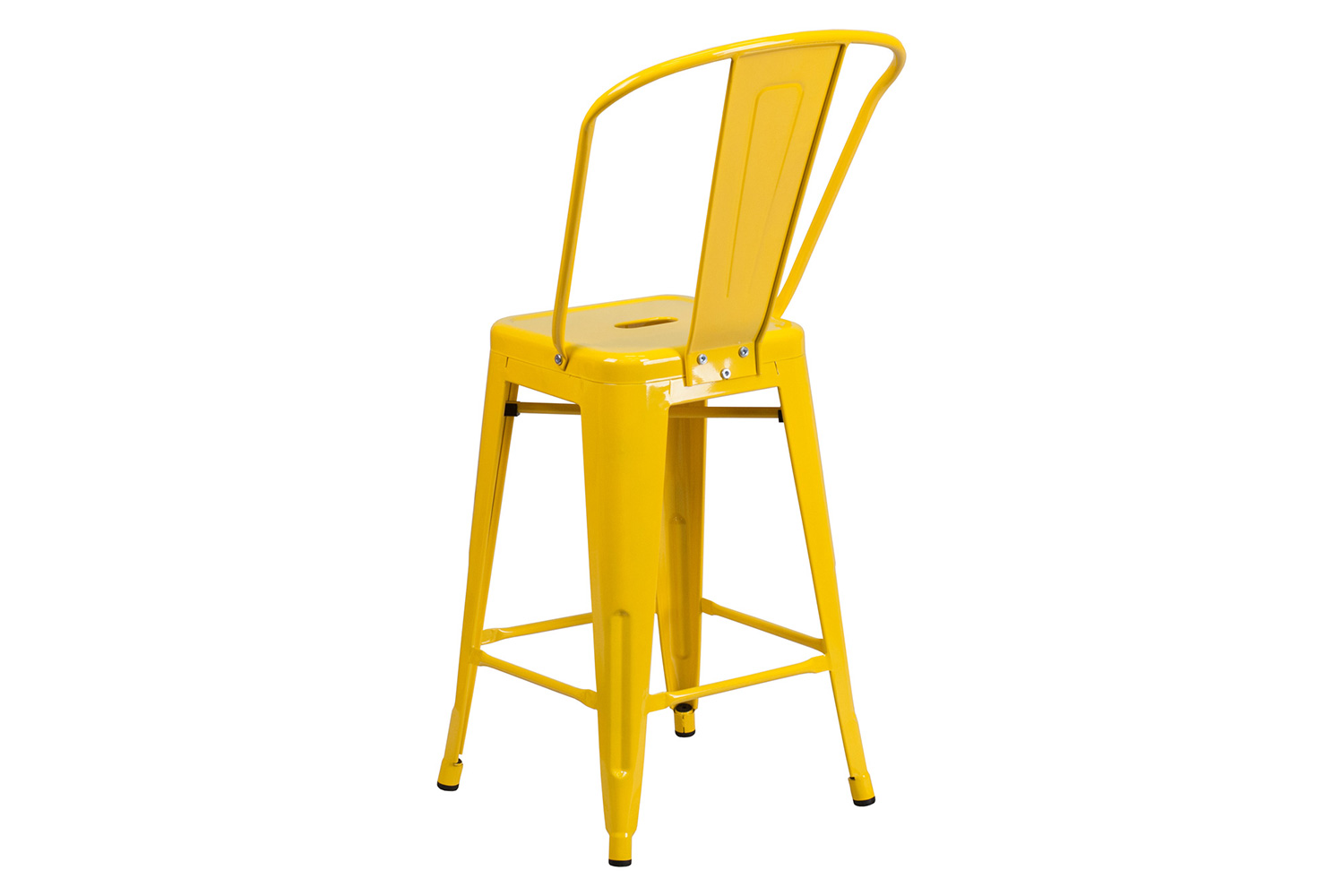 BLNK Kai Commercial Metal Indoor-Outdoor Counter Height Stool with Removable Back - Yellow