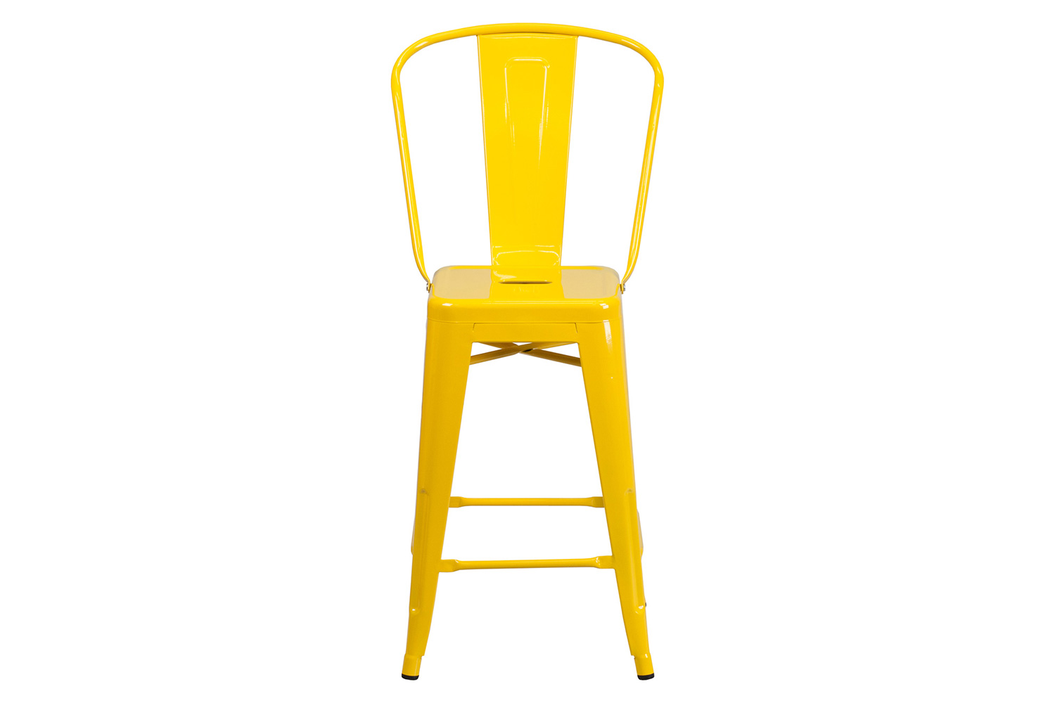 BLNK Kai Commercial Metal Indoor-Outdoor Counter Height Stool with Removable Back - Yellow