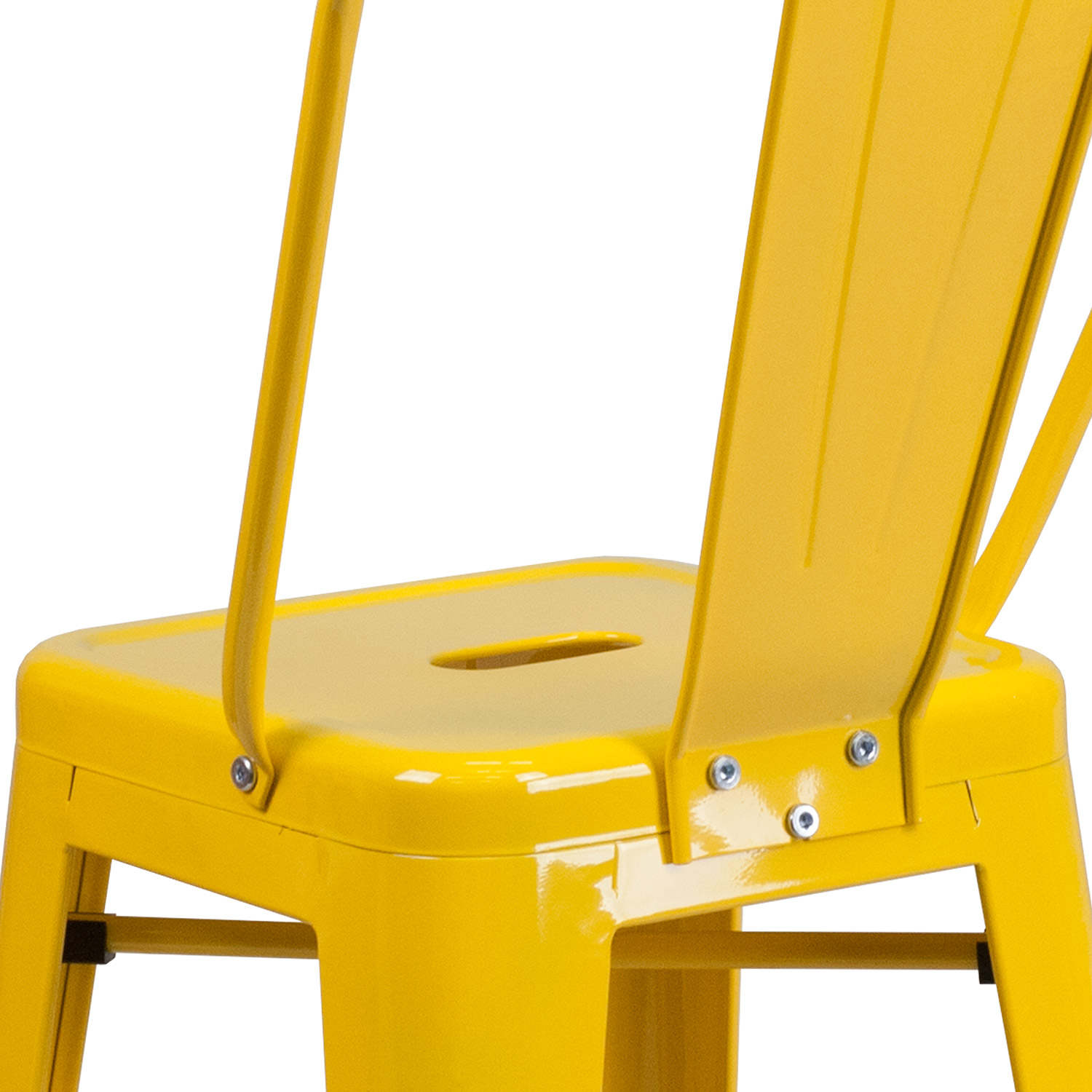 BLNK Kai Commercial Metal Indoor-Outdoor Counter Height Stool with Removable Back - Yellow