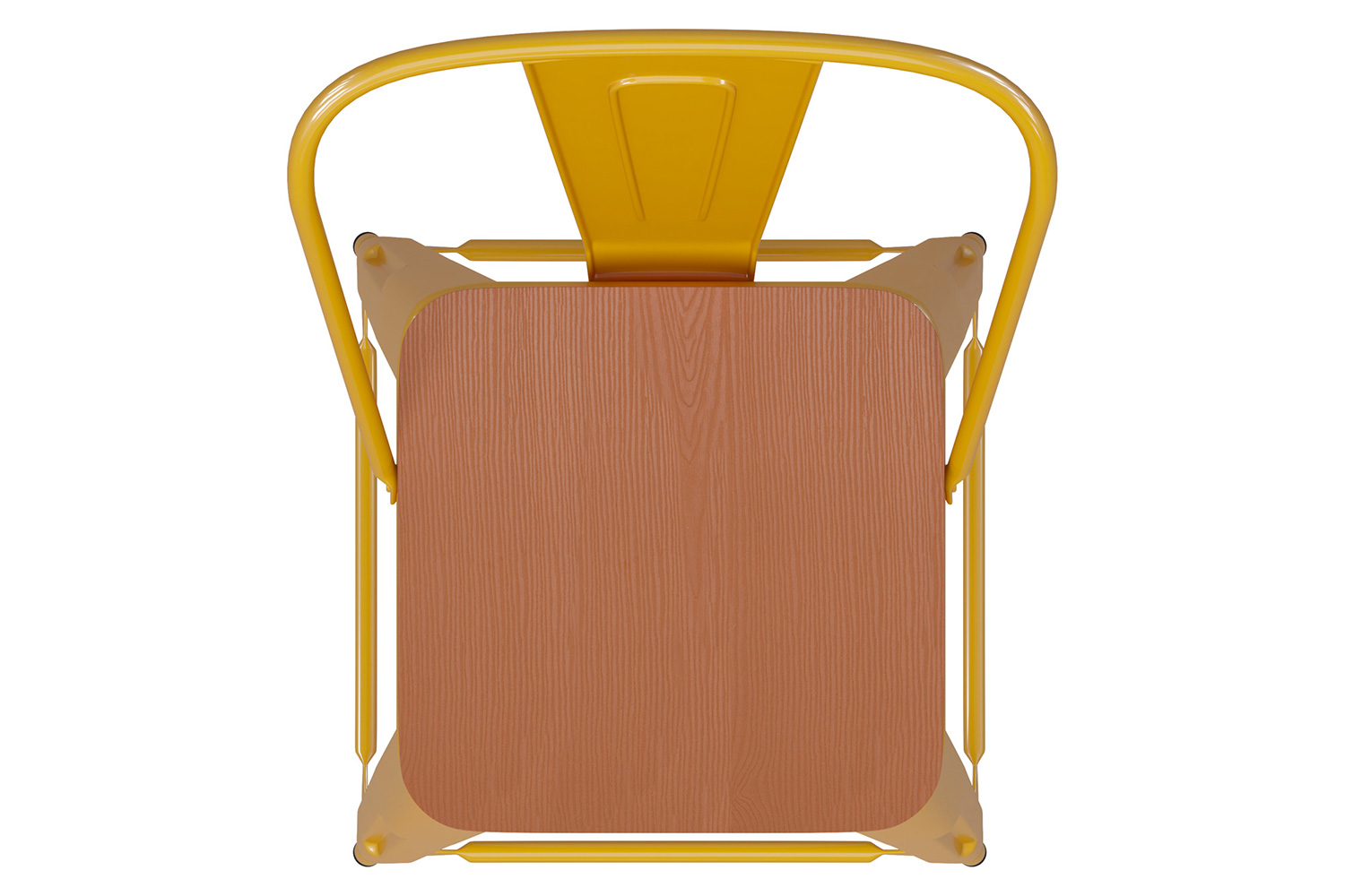 BLNK™ Kai Commercial Metal Indoor-Outdoor Counter Height Stool with Removable Back and All-Weather Poly Resin Seat - Yellow/Teak