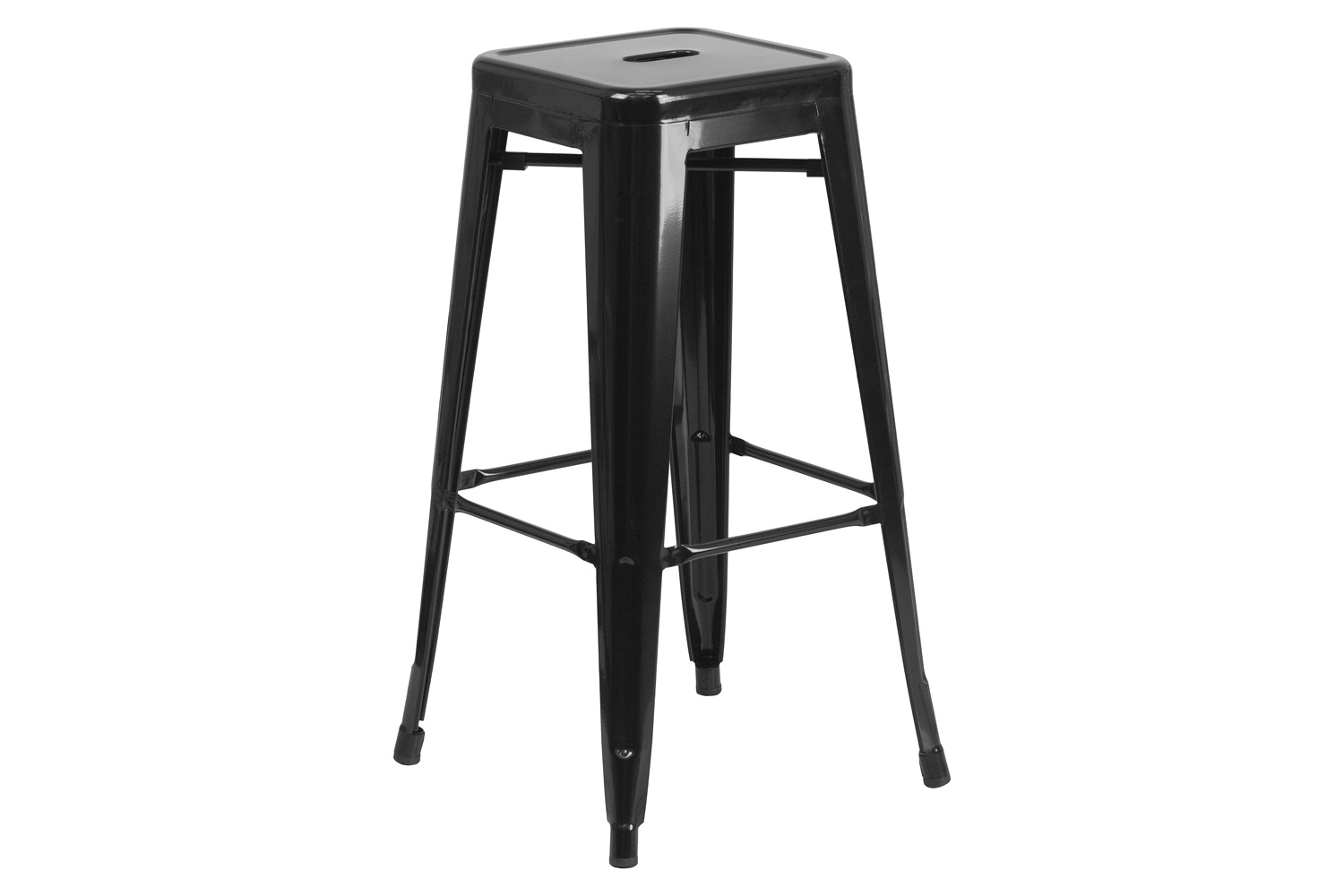 BLNK Kai Commercial Metal Backless Indoor-Outdoor Bar Stool with Square Seat