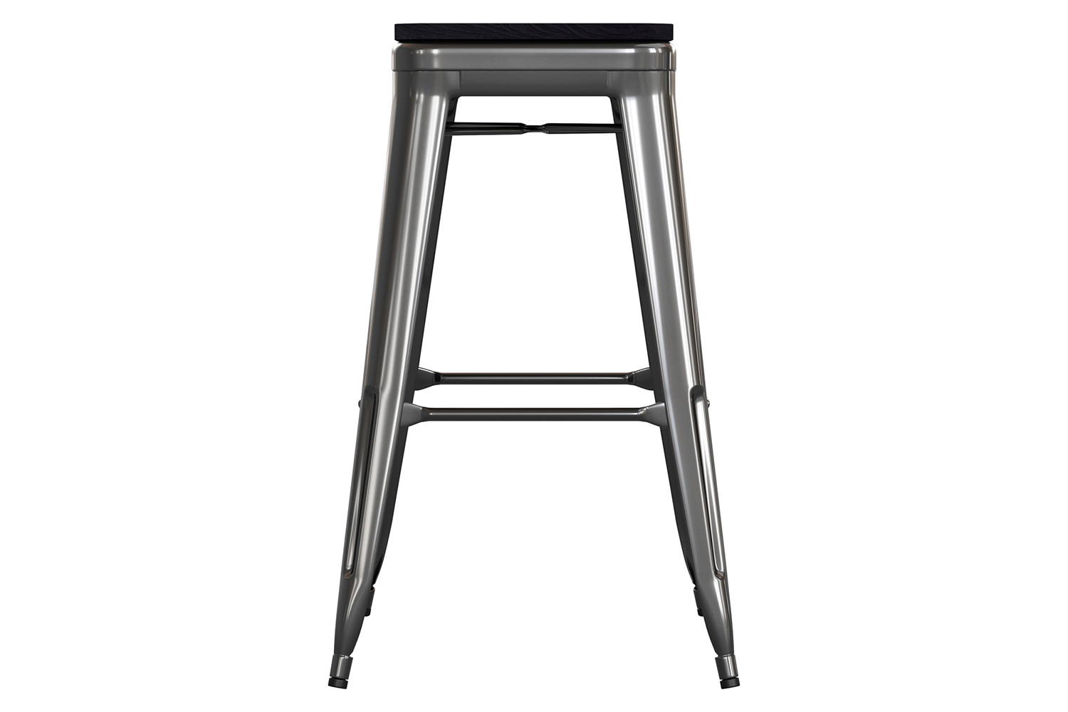 BLNK Kai Commercial Metal Backless Indoor-Outdoor Bar Stool with Poly Resin Wood Seat - Black