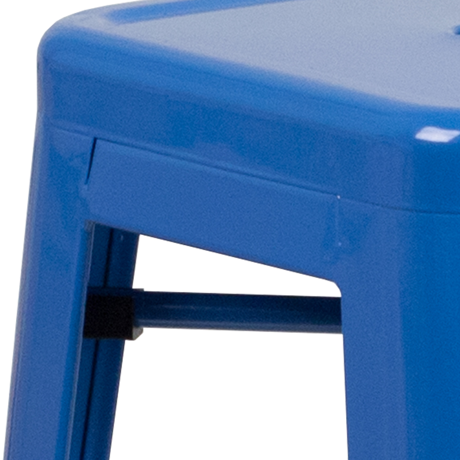 BLNK Kai Commercial Metal Backless Indoor-Outdoor Bar Stool with Square Seat - Blue