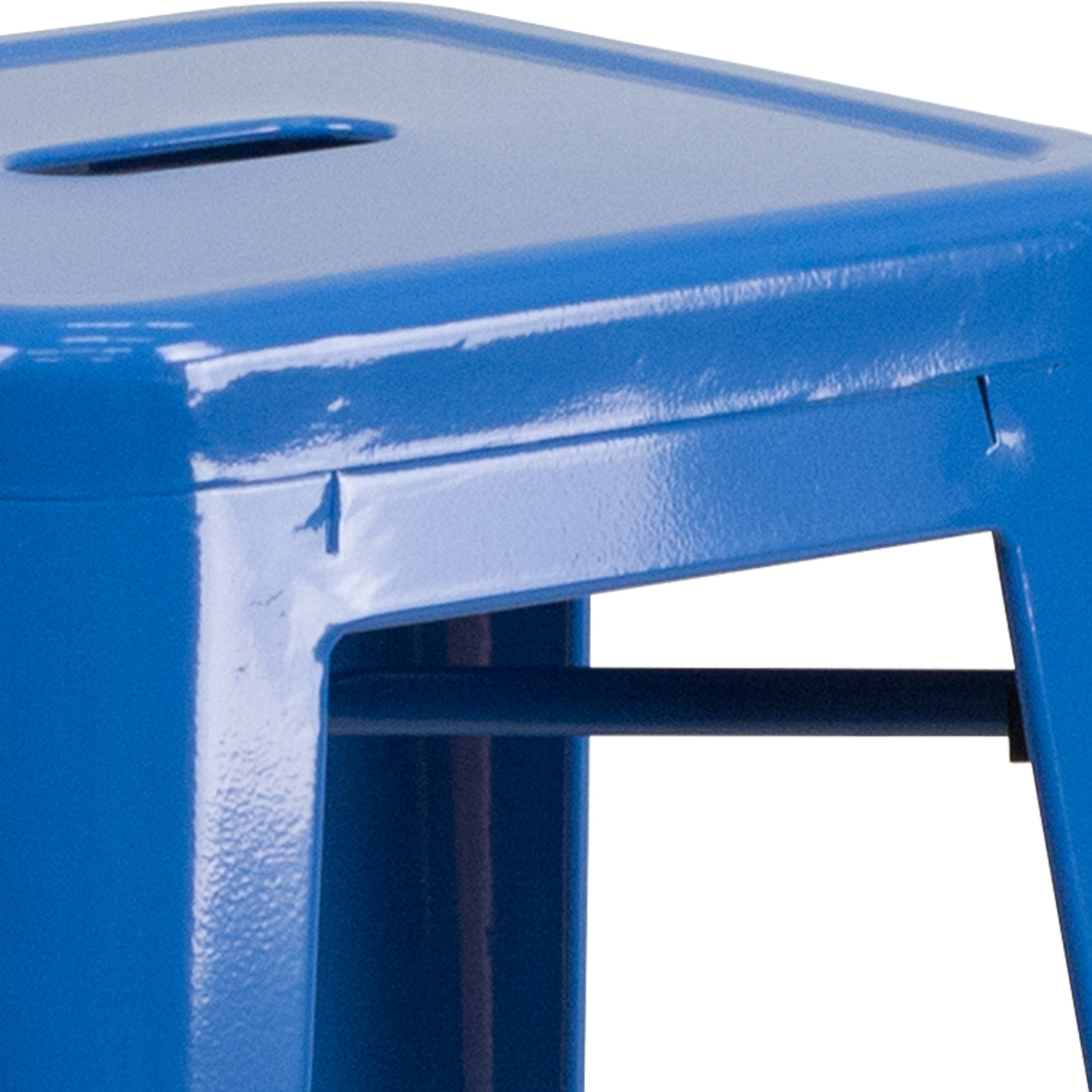 BLNK Kai Commercial Metal Backless Indoor-Outdoor Bar Stool with Square Seat - Blue