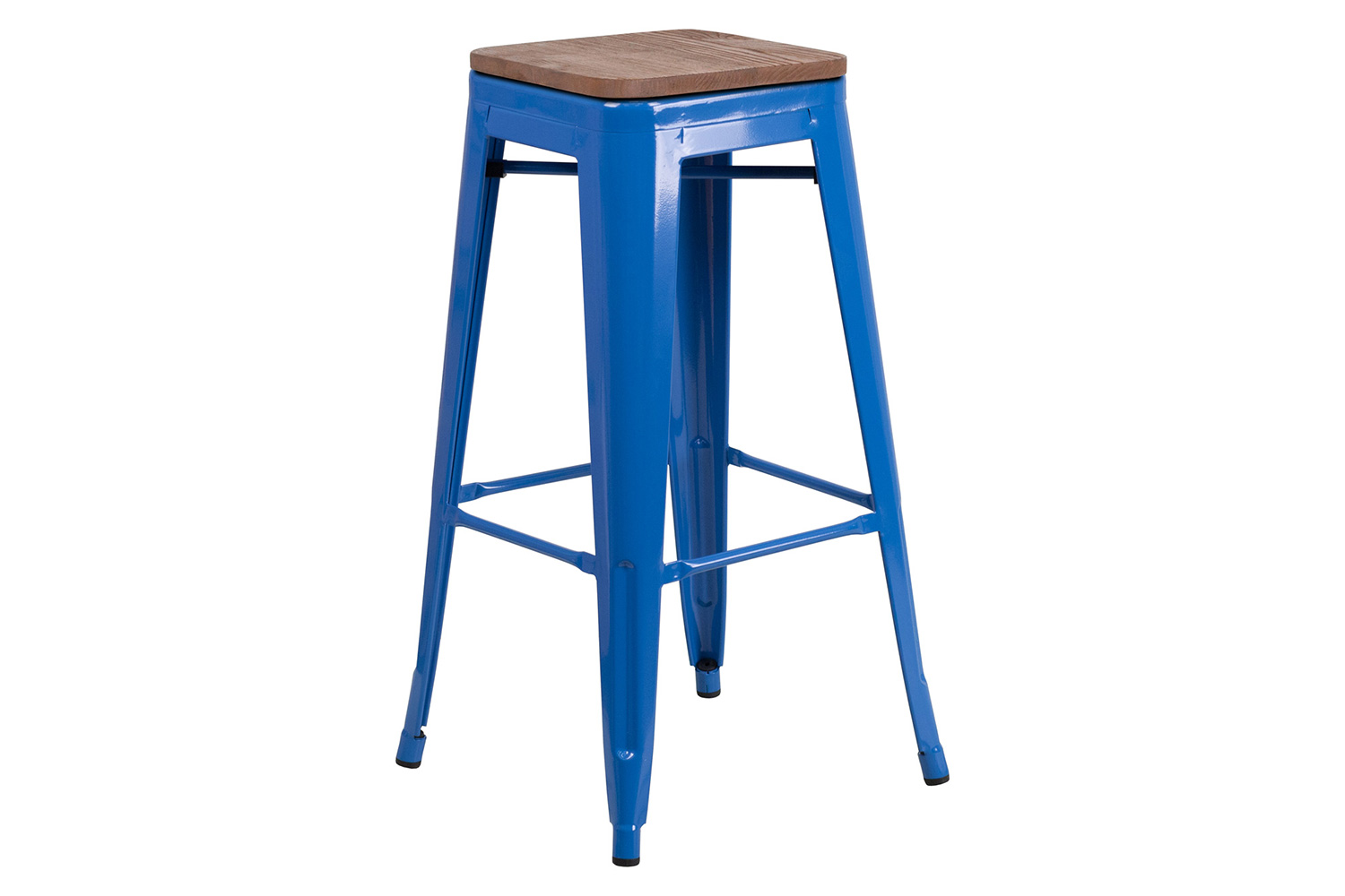 BLNK - Lily Metal Backless Bar Stool with Square Wood Seat