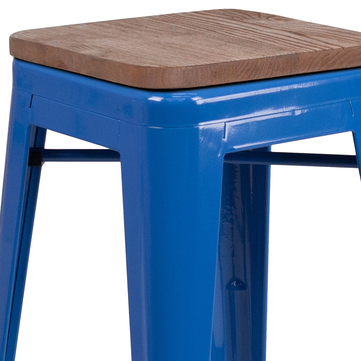 BLNK - Lily Metal Backless Bar Stool with Square Wood Seat