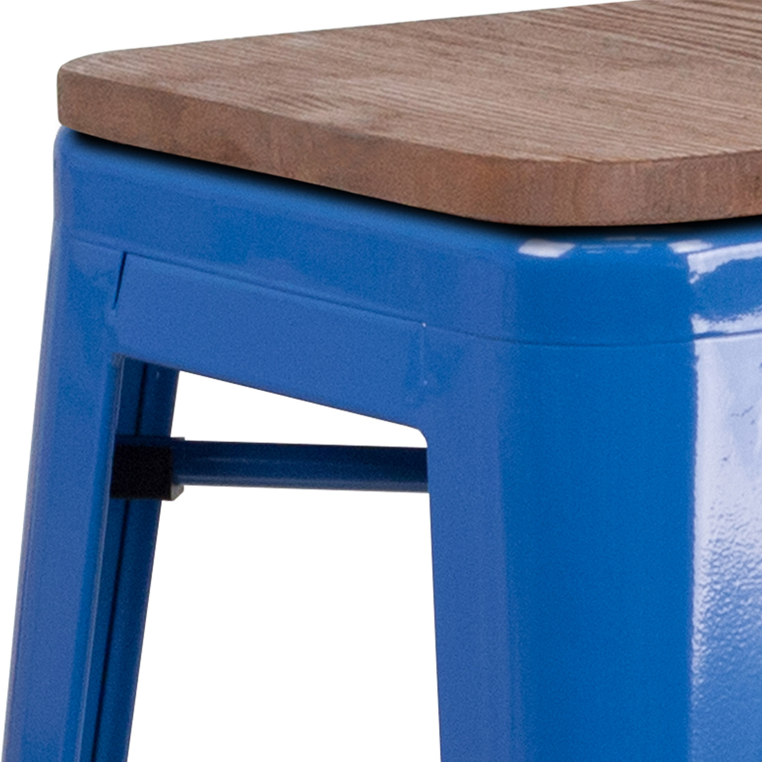 BLNK - Lily Metal Backless Bar Stool with Square Wood Seat