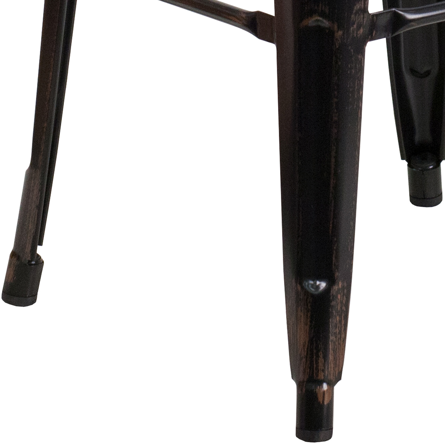 BLNK Kai Commercial Metal Backless Indoor-Outdoor Bar Stool with Square Seat - Black/Antique Gold