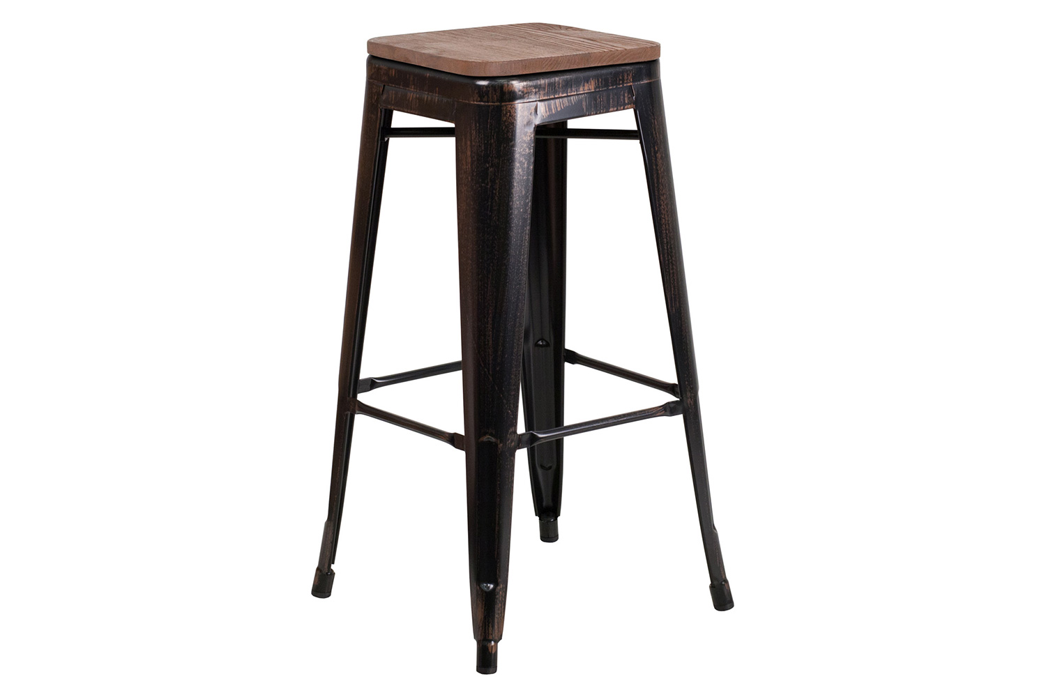 BLNK Lily Metal Bar Stool with Wood Seat