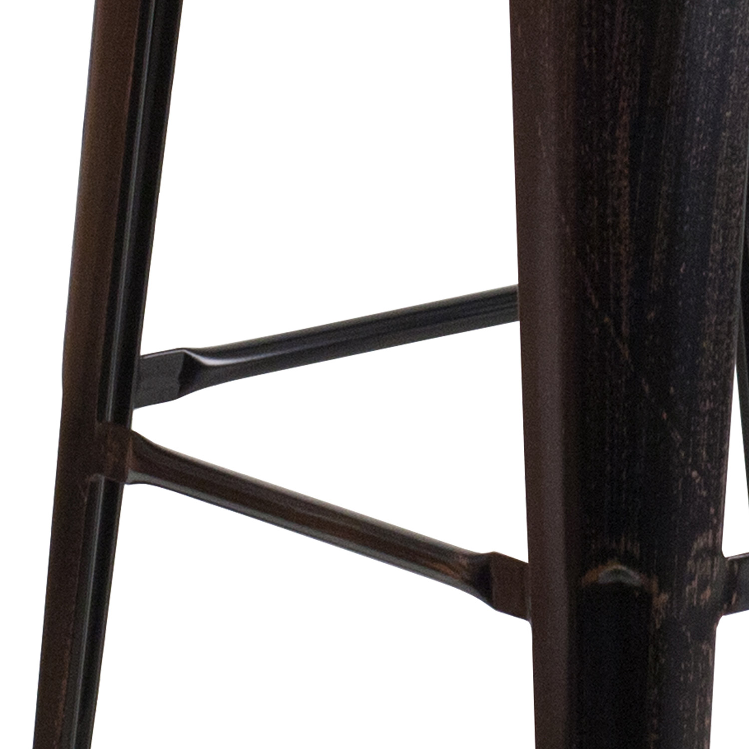 BLNK Lily Metal Bar Stool with Wood Seat - Black/Antique Gold