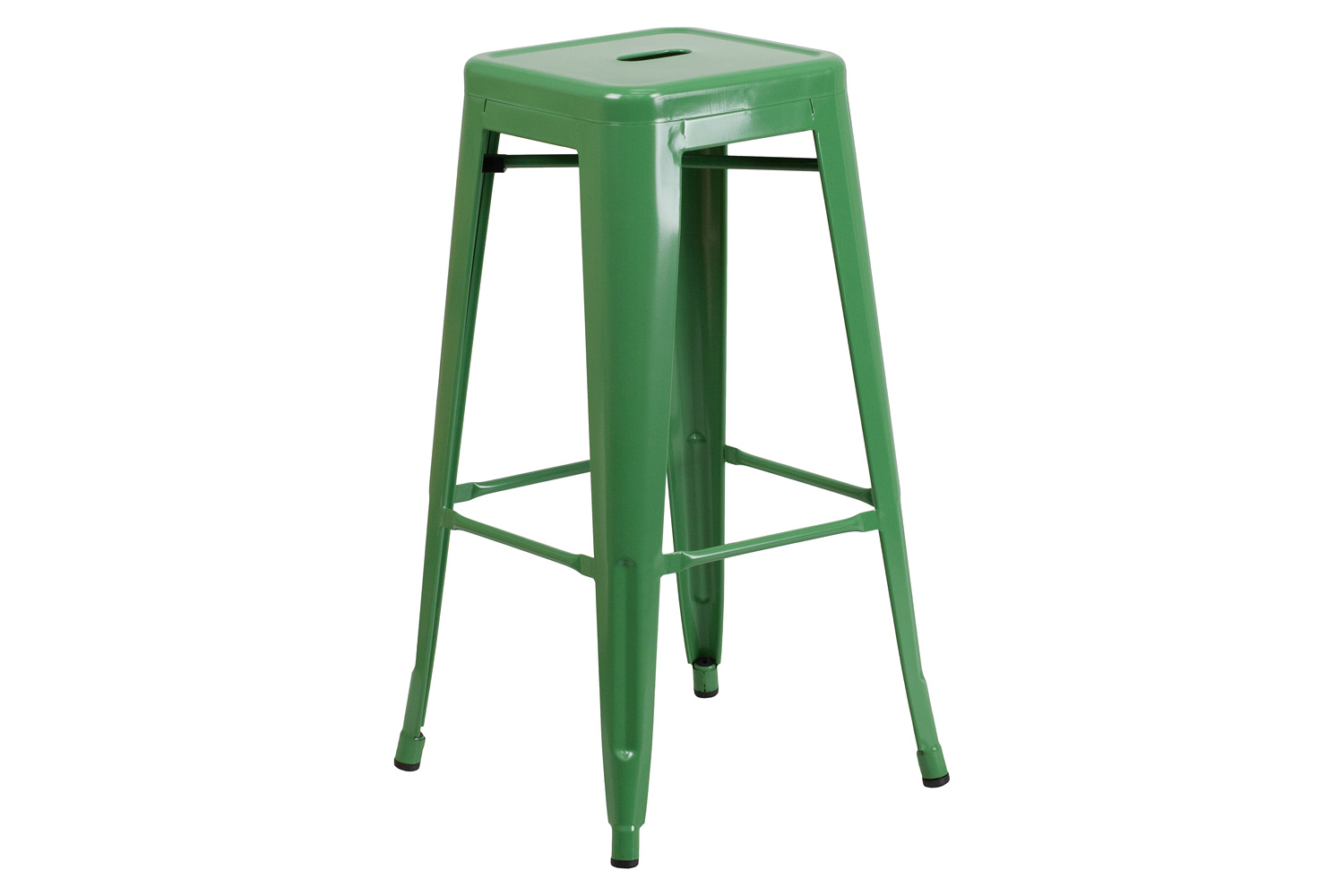 BLNK Kai Commercial Metal Backless Indoor-Outdoor Bar Stool with Square Seat - Green