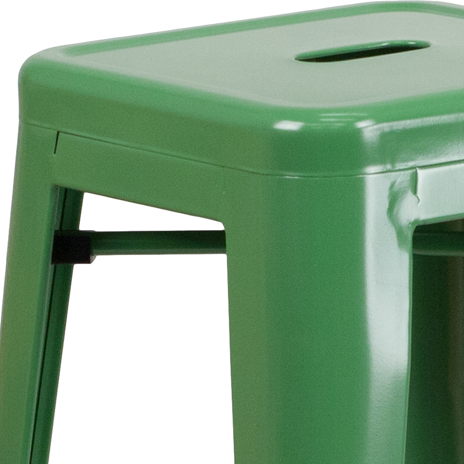 BLNK Kai Commercial Metal Backless Indoor-Outdoor Bar Stool with Square Seat - Green