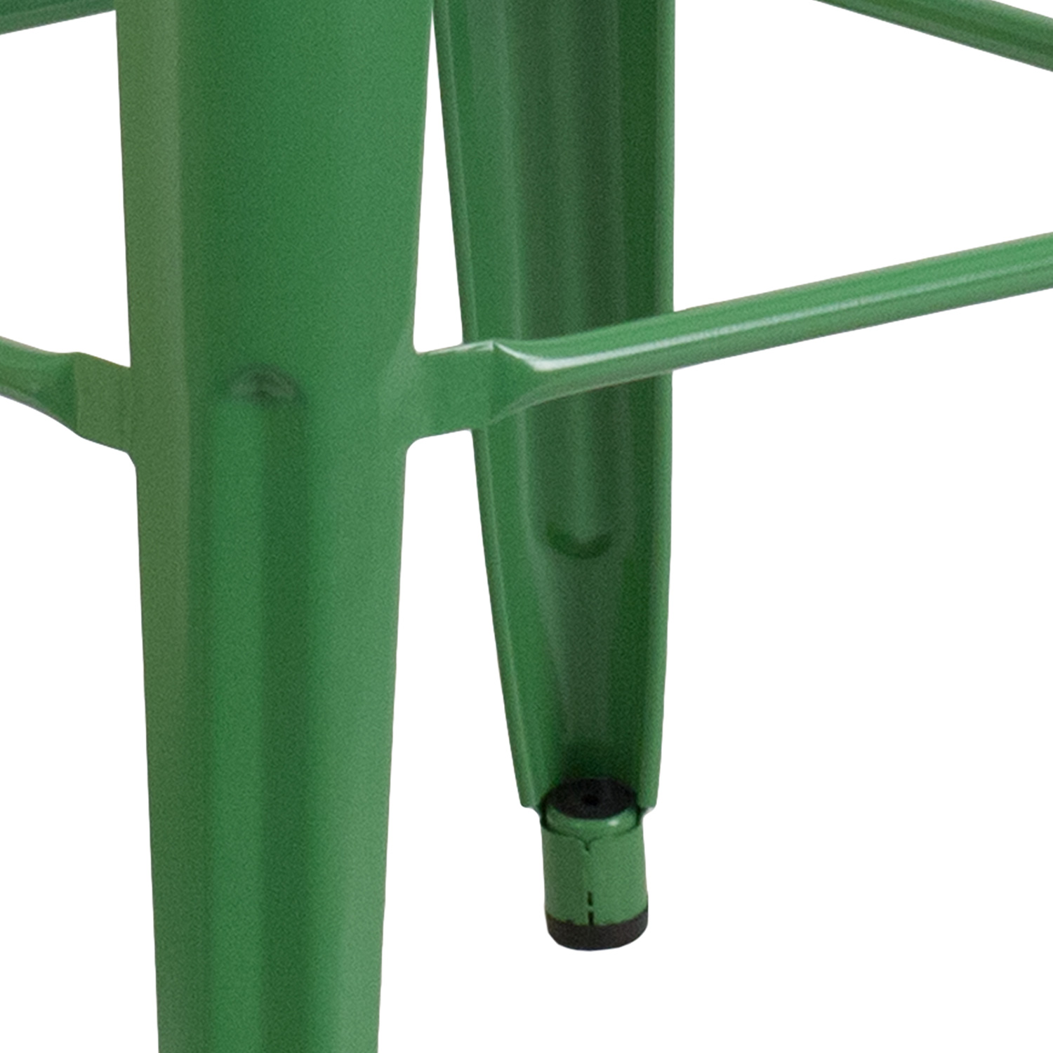 BLNK Kai Commercial Metal Backless Indoor-Outdoor Bar Stool with Square Seat - Green