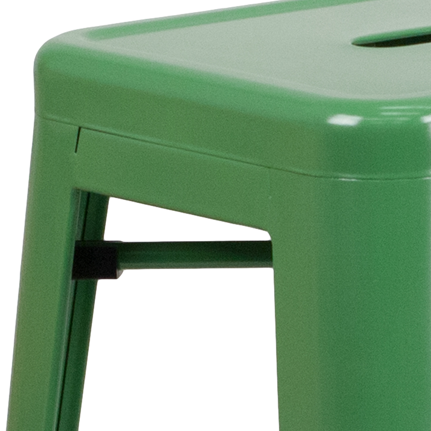 BLNK Kai Commercial Metal Backless Indoor-Outdoor Bar Stool with Square Seat - Green