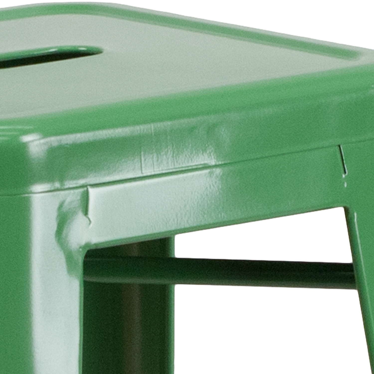 BLNK Kai Commercial Metal Backless Indoor-Outdoor Bar Stool with Square Seat - Green