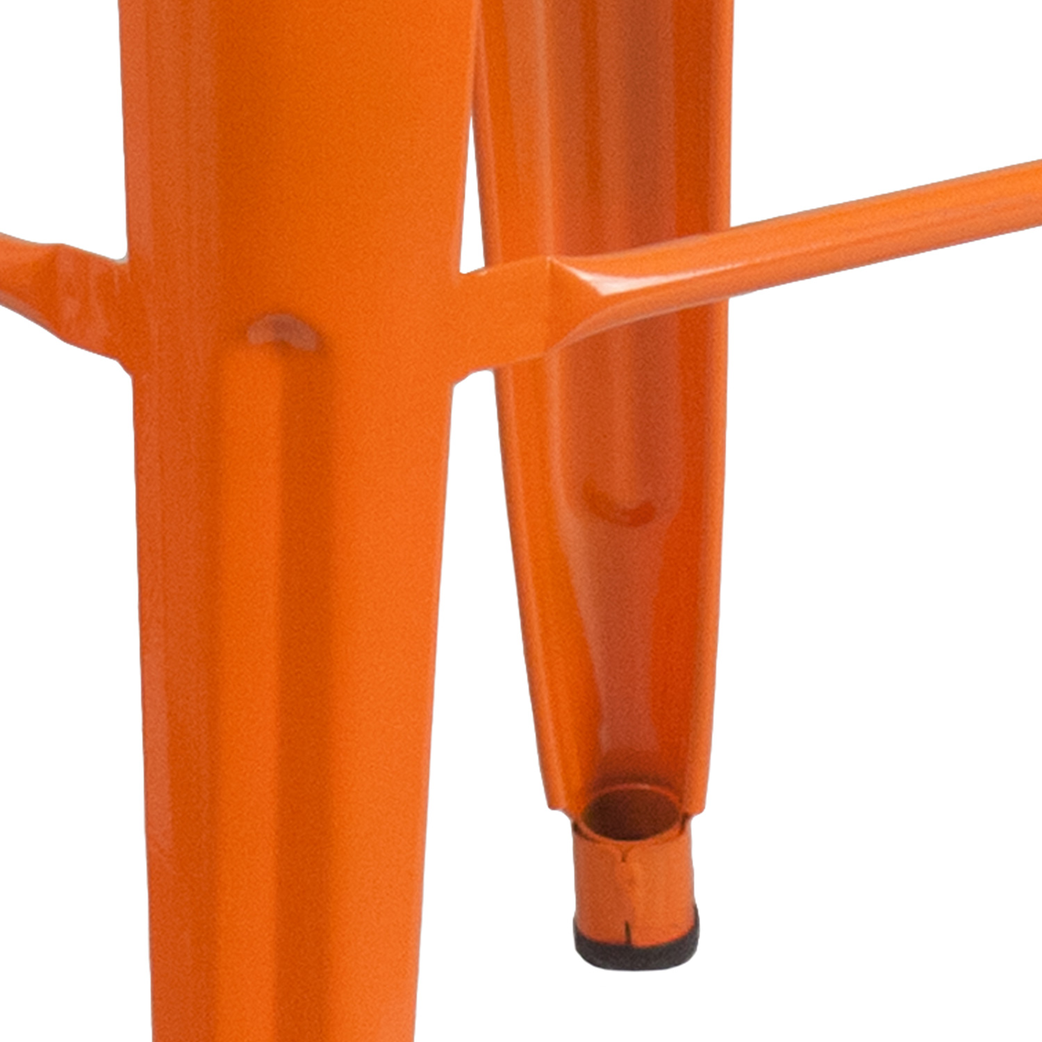 BLNK Kai Commercial Metal Backless Indoor-Outdoor Bar Stool with Square Seat - Orange