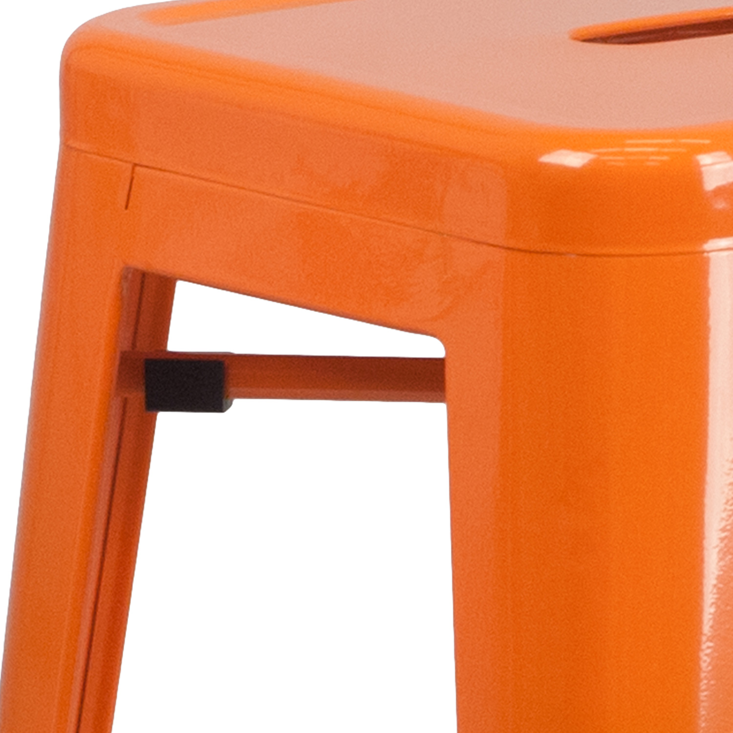 BLNK Kai Commercial Metal Backless Indoor-Outdoor Bar Stool with Square Seat - Orange