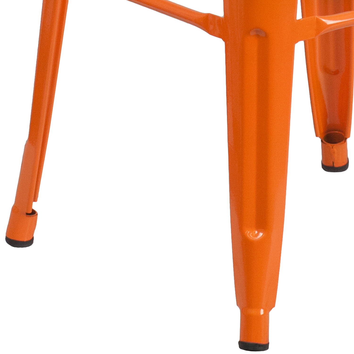 BLNK Kai Commercial Metal Backless Indoor-Outdoor Bar Stool with Square Seat - Orange