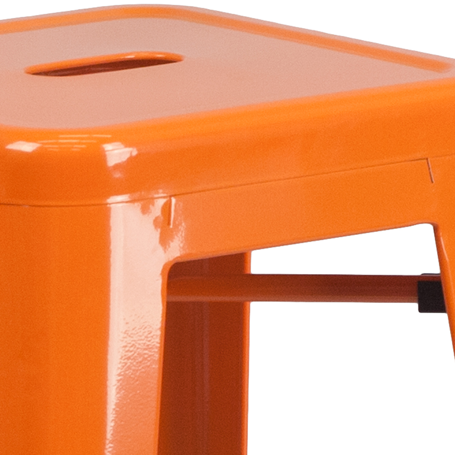 BLNK Kai Commercial Metal Backless Indoor-Outdoor Bar Stool with Square Seat - Orange