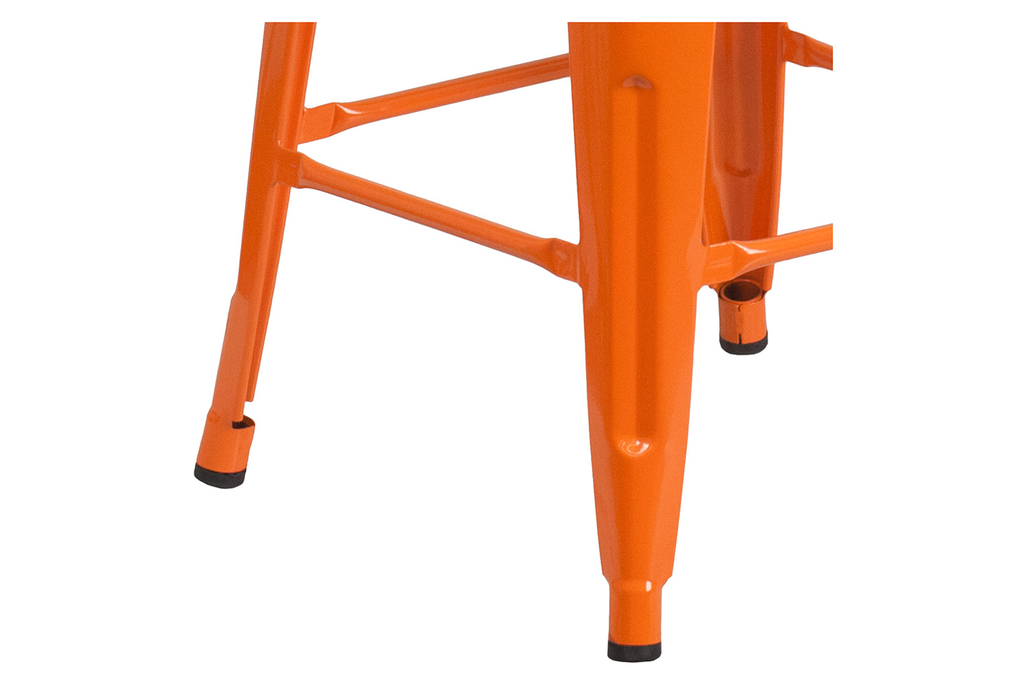 BLNK Lily Metal Bar Stool with Wood Seat - Orange