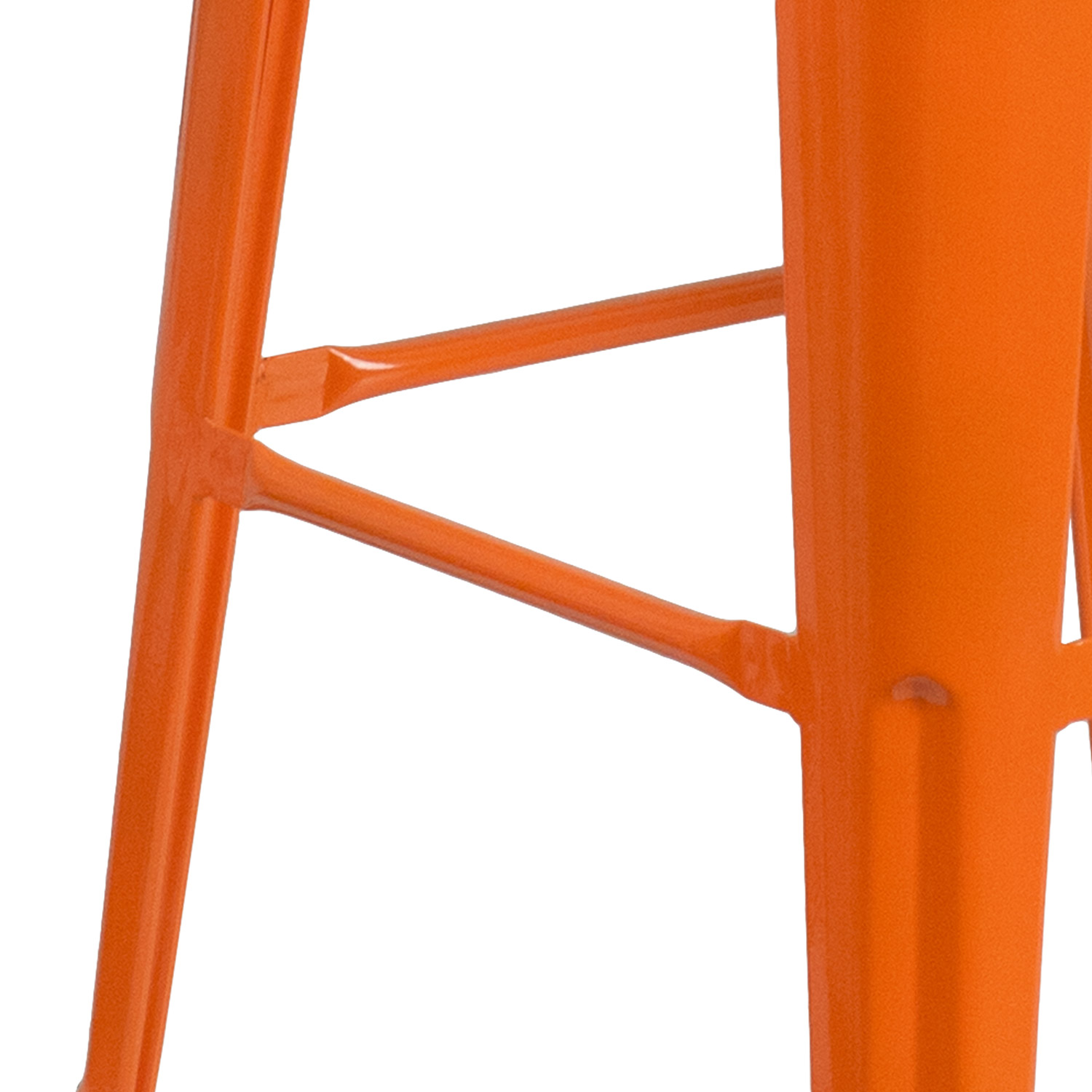 BLNK Lily Metal Bar Stool with Wood Seat - Orange